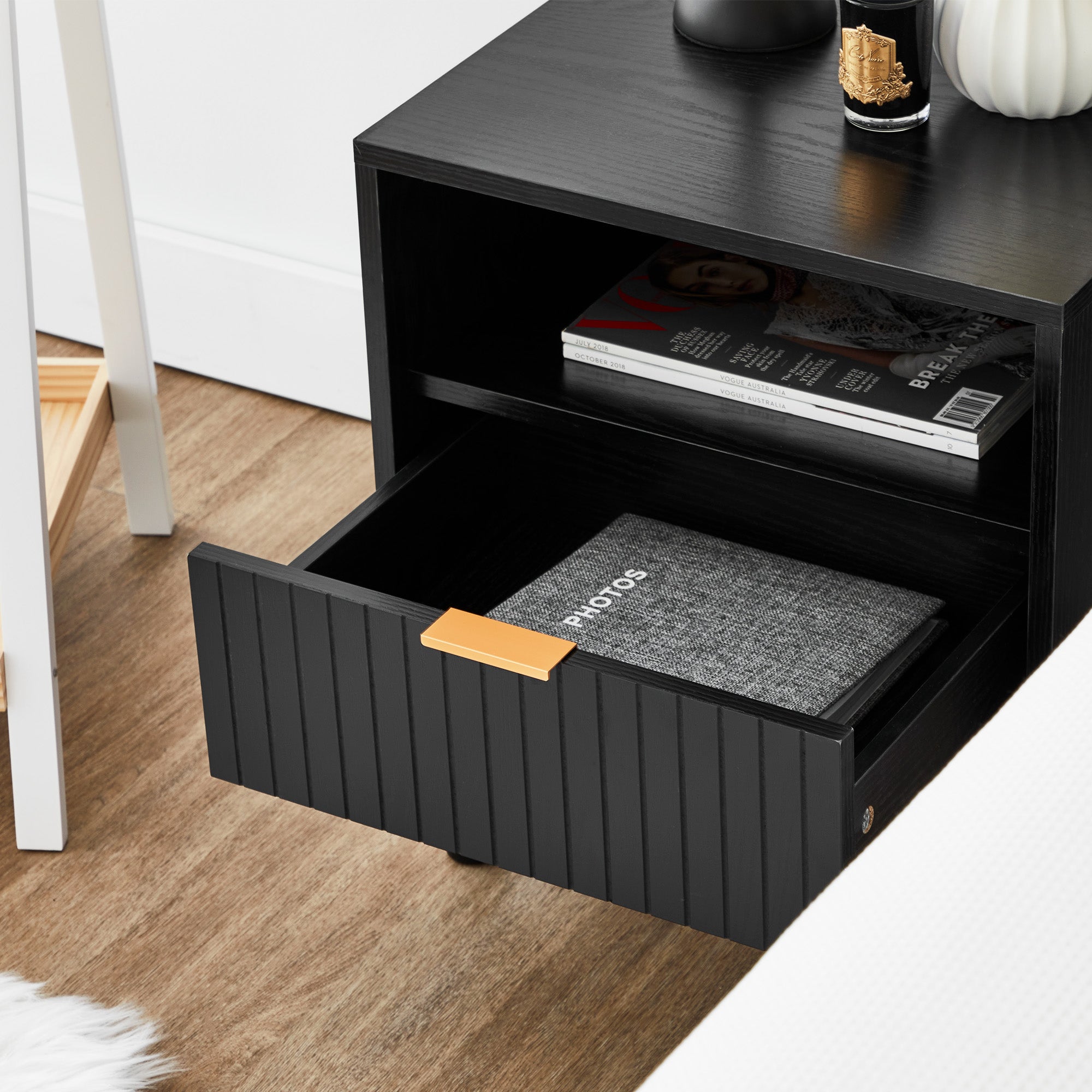 Apia Bedside Table Black