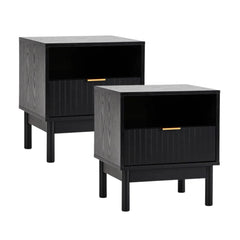 Apia Bedside Table Black (Set of 2)