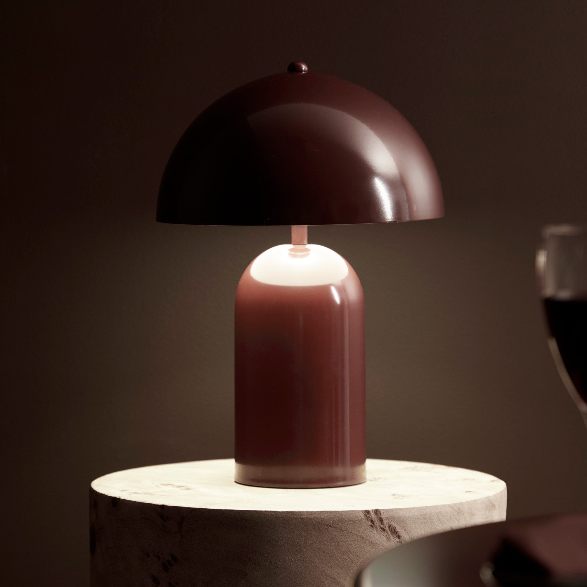 Mushroom Table Lamp Cabernet