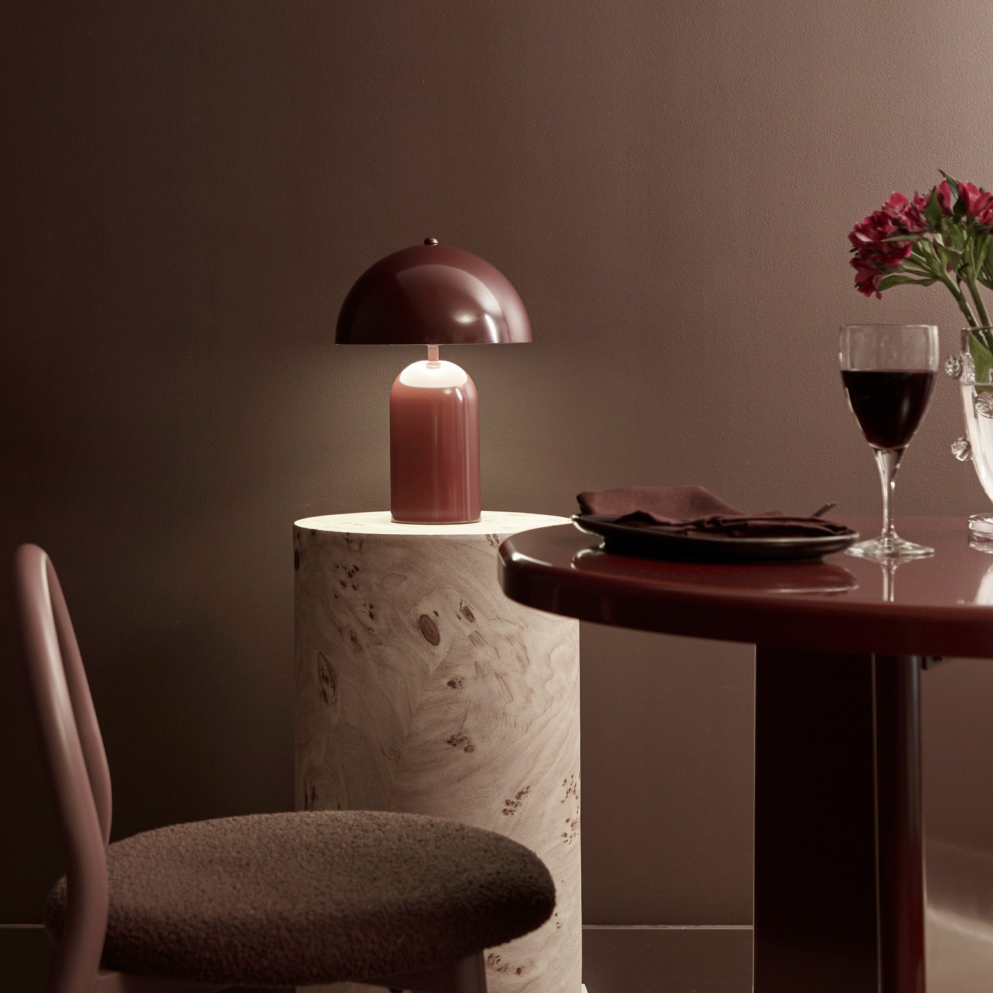 Mushroom Table Lamp Cabernet