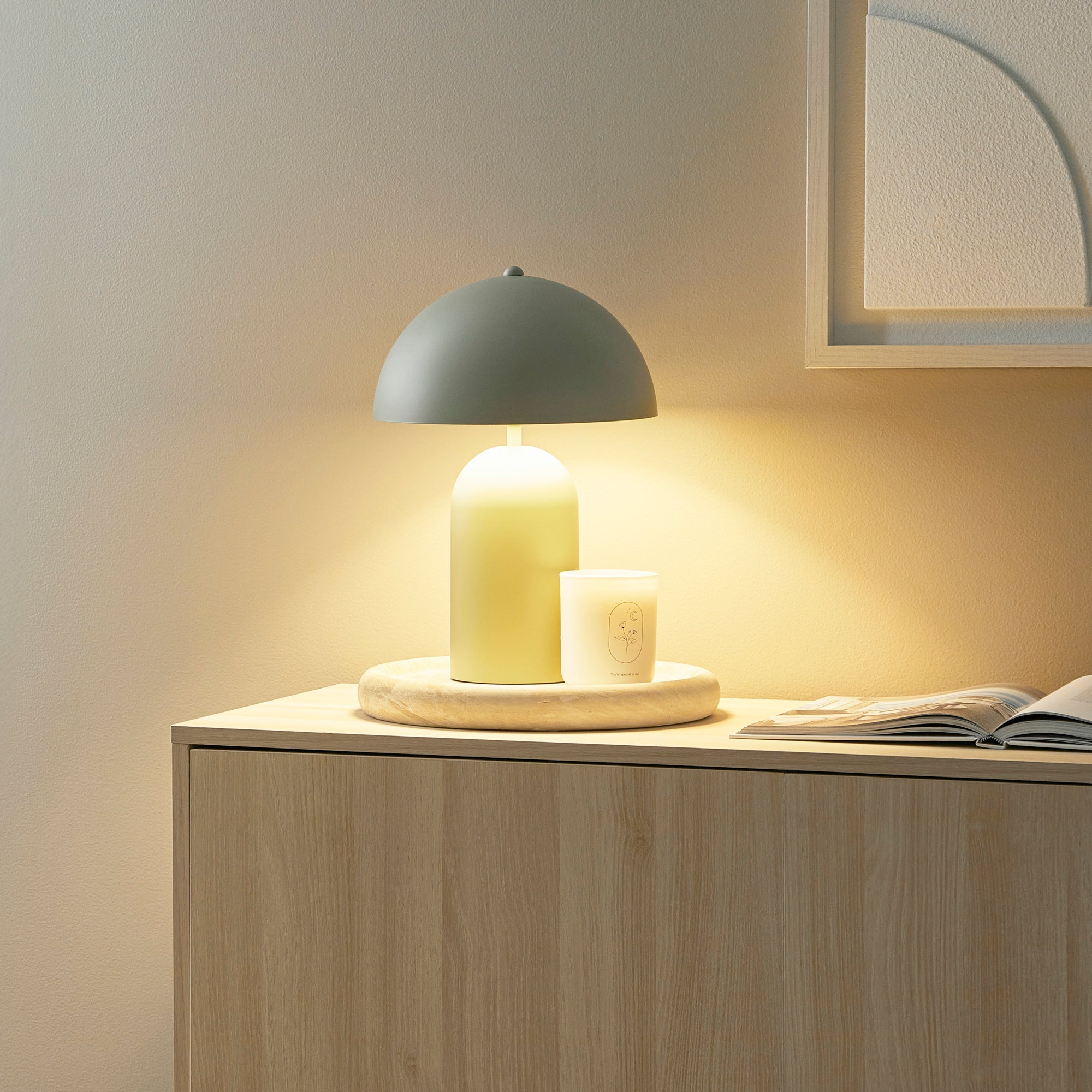 Mushroom Table Lamp Sage (Set of 2)