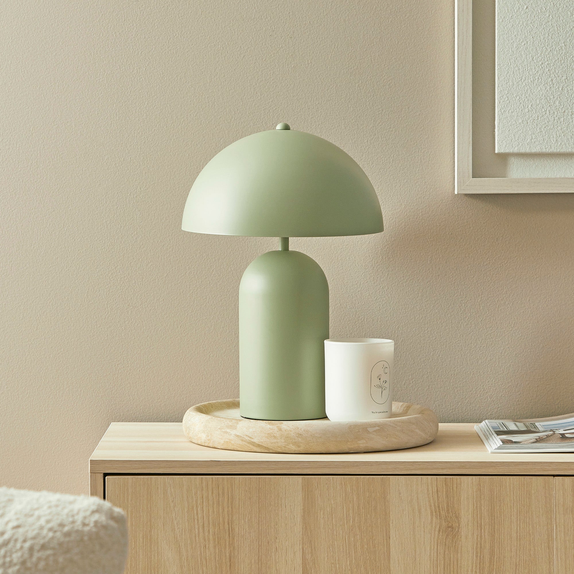Mushroom Table Lamp Sage (Set of 2)