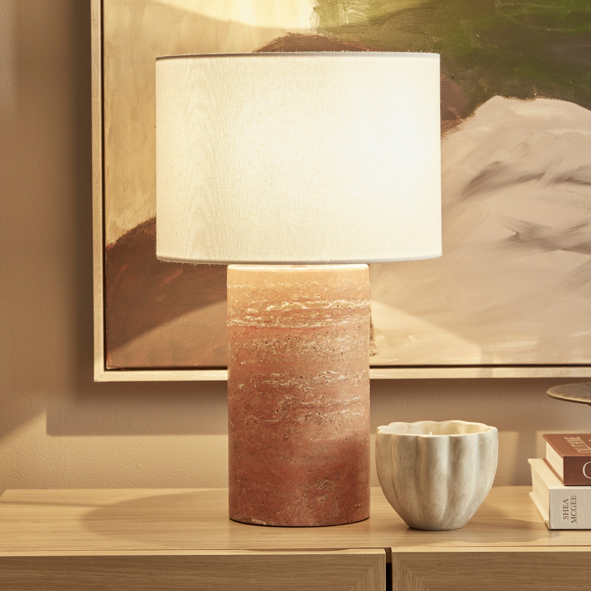 Quinn Marble Table Lamp Terracotta (Set of 2)
