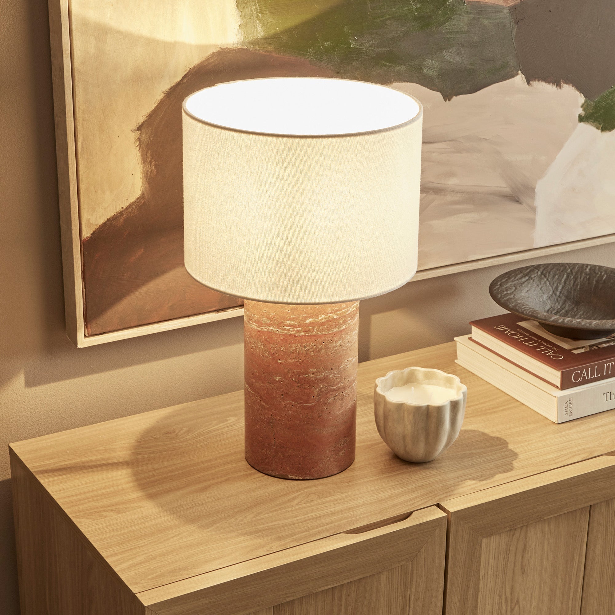 Quinn Marble Table Lamp Terracotta