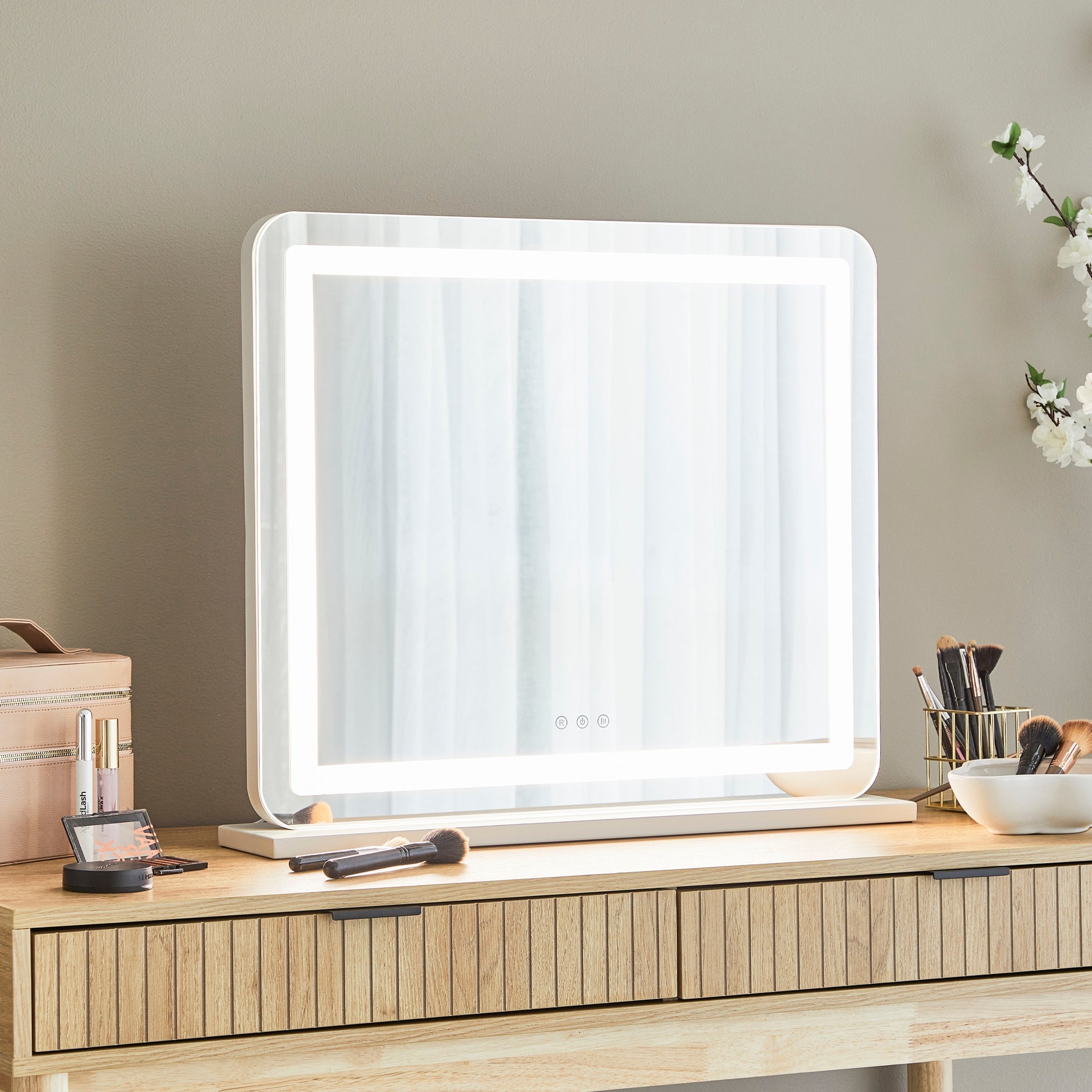 Luna 67cm Rectangle Front Illuminated Vanity Mirror White