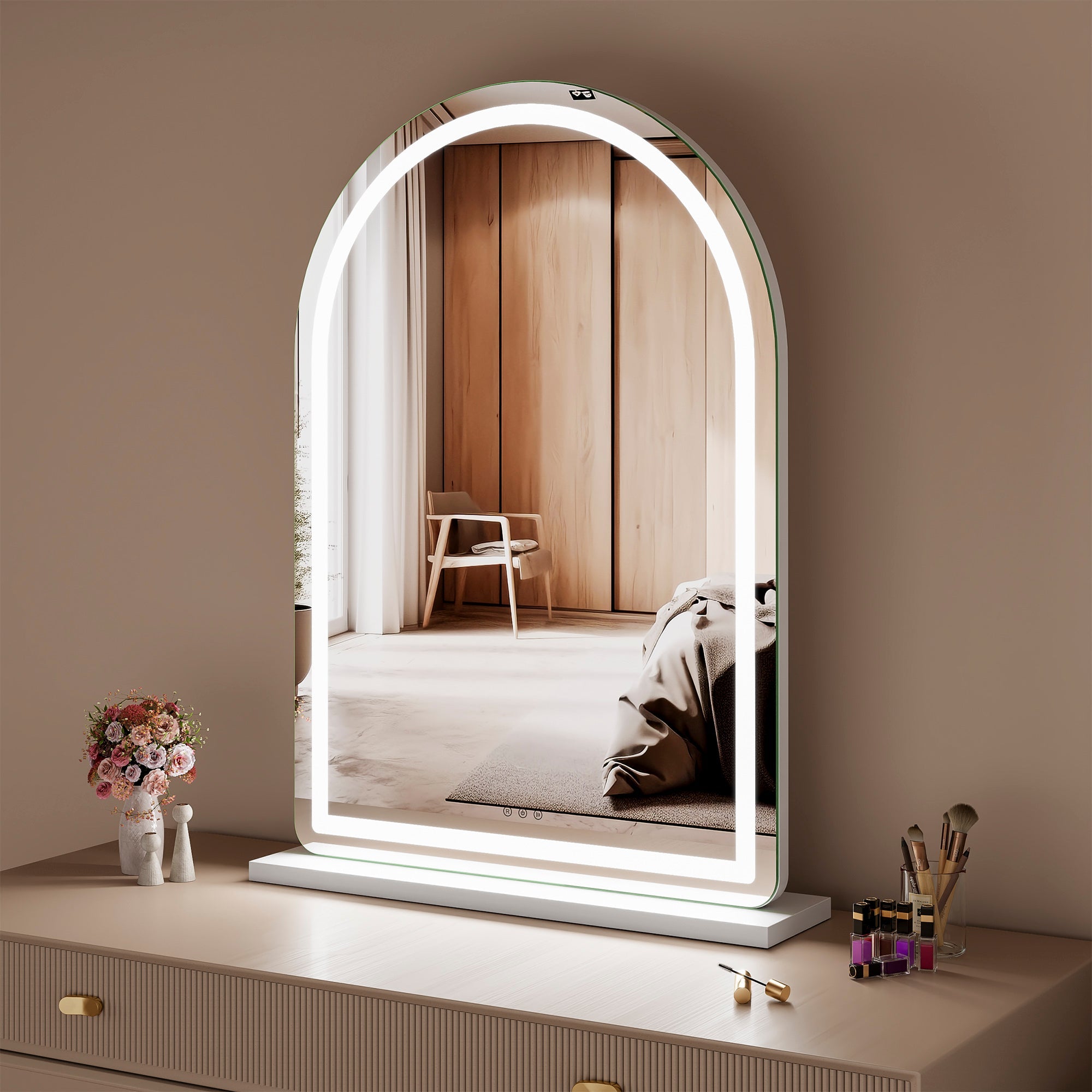 Luna 102cm Arch Front Illuminated Vanity Mirror White
