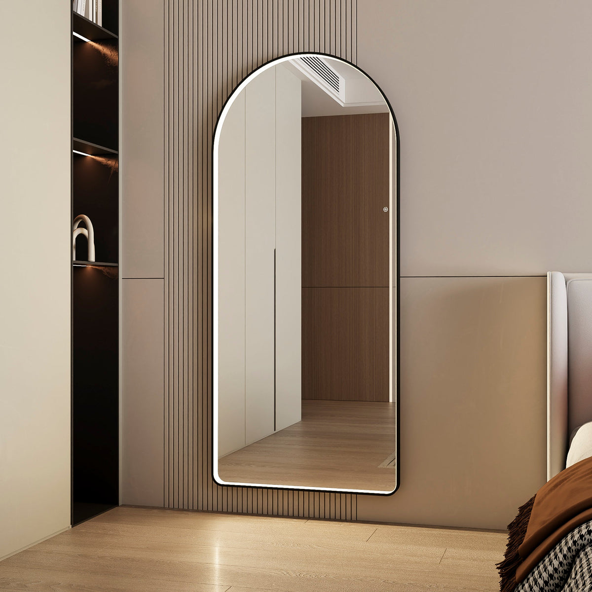 Luna 180cm Arch Front Illuminated Mirror Black