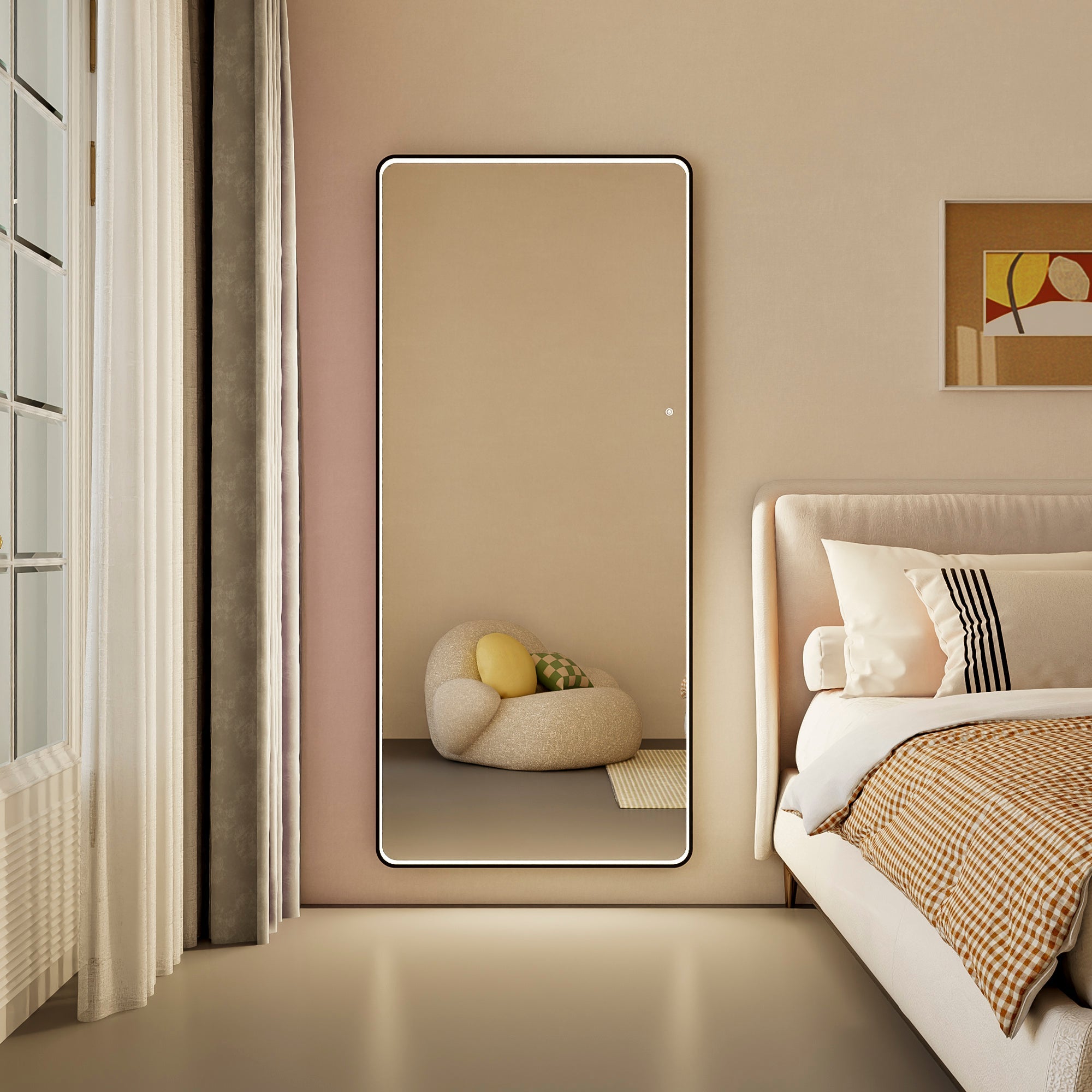 Luna 180cm Rectangle Front Illuminated Mirror Black