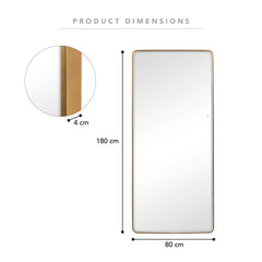 Luna 180cm Rectangle Front Illuminated Mirror Gold