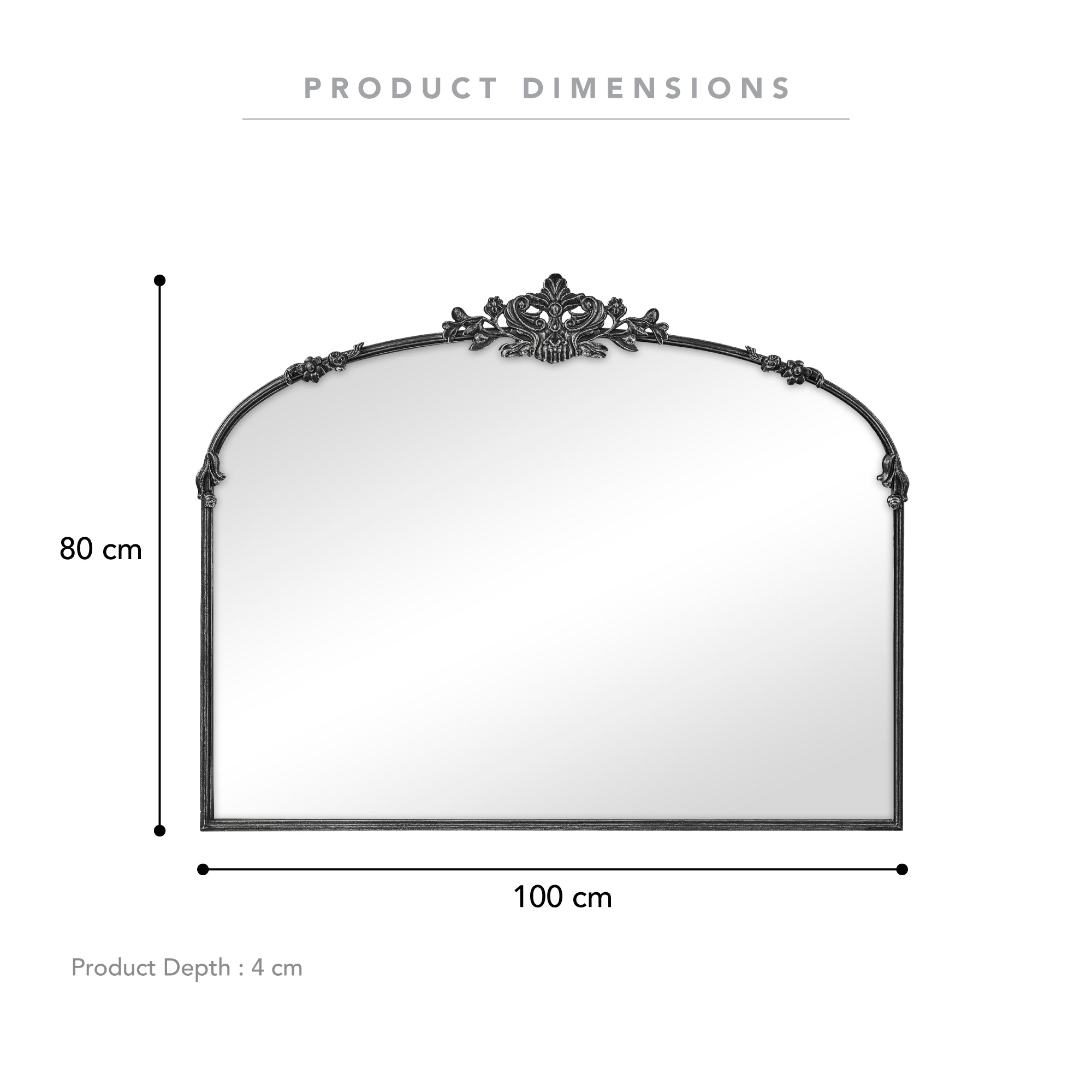 Florence 100cm Baroque Mirror Black