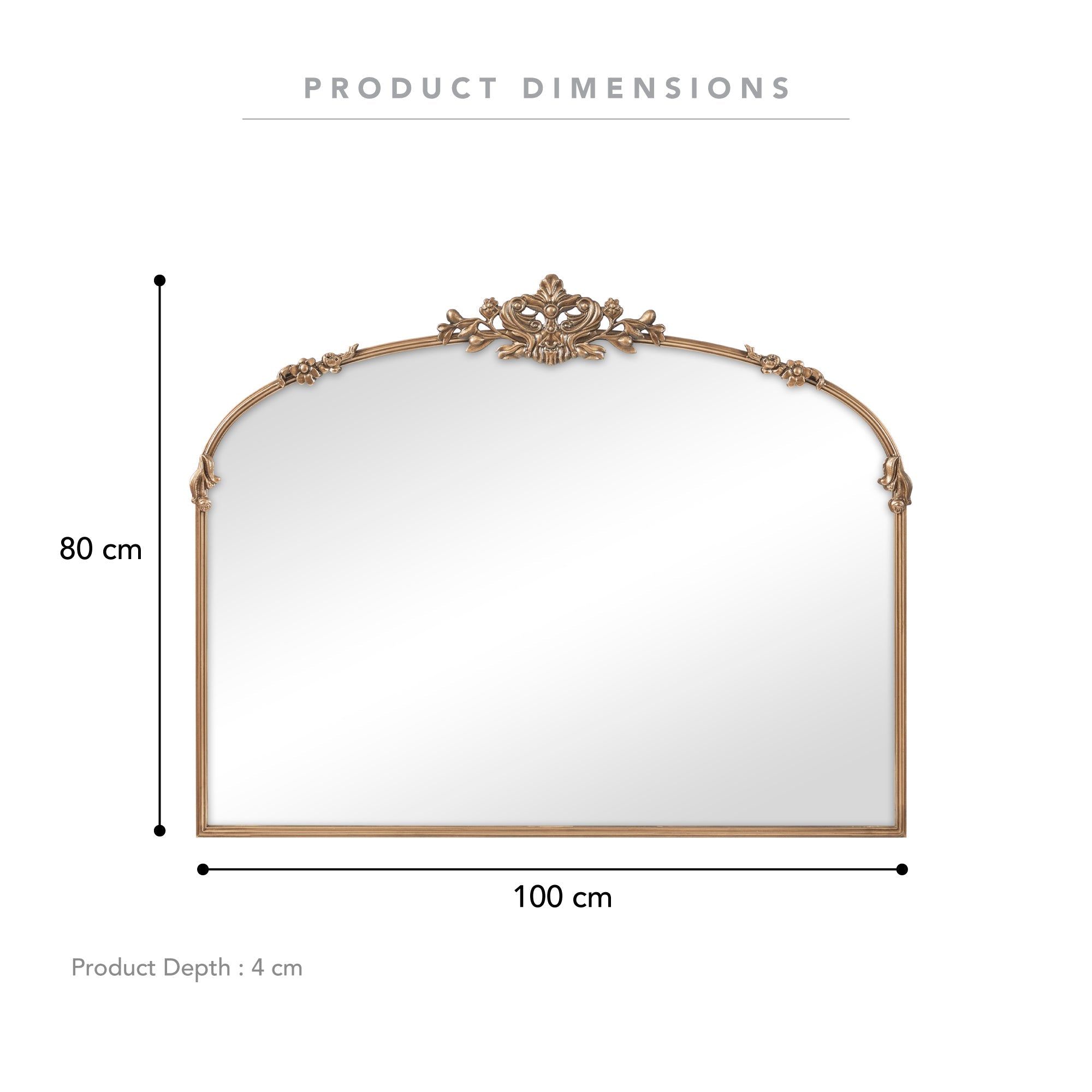 Florence 100cm Baroque Mirror Gold