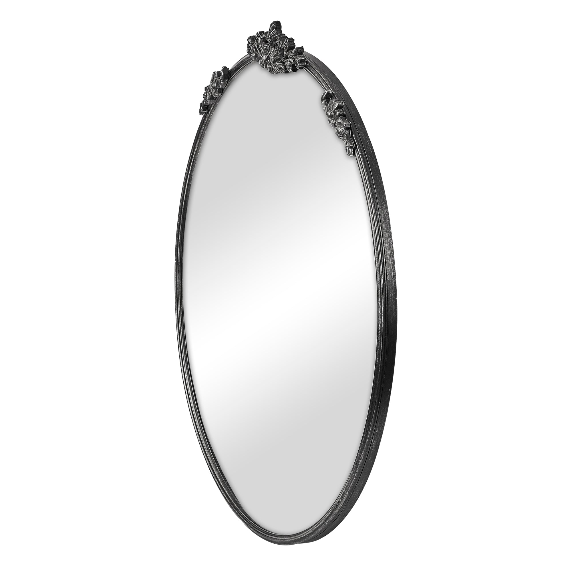 Florence 80cm Baroque Round Mirror Black