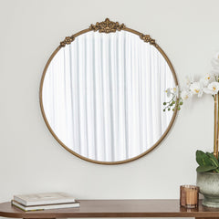 Florence 80cm Baroque Round Mirror Gold