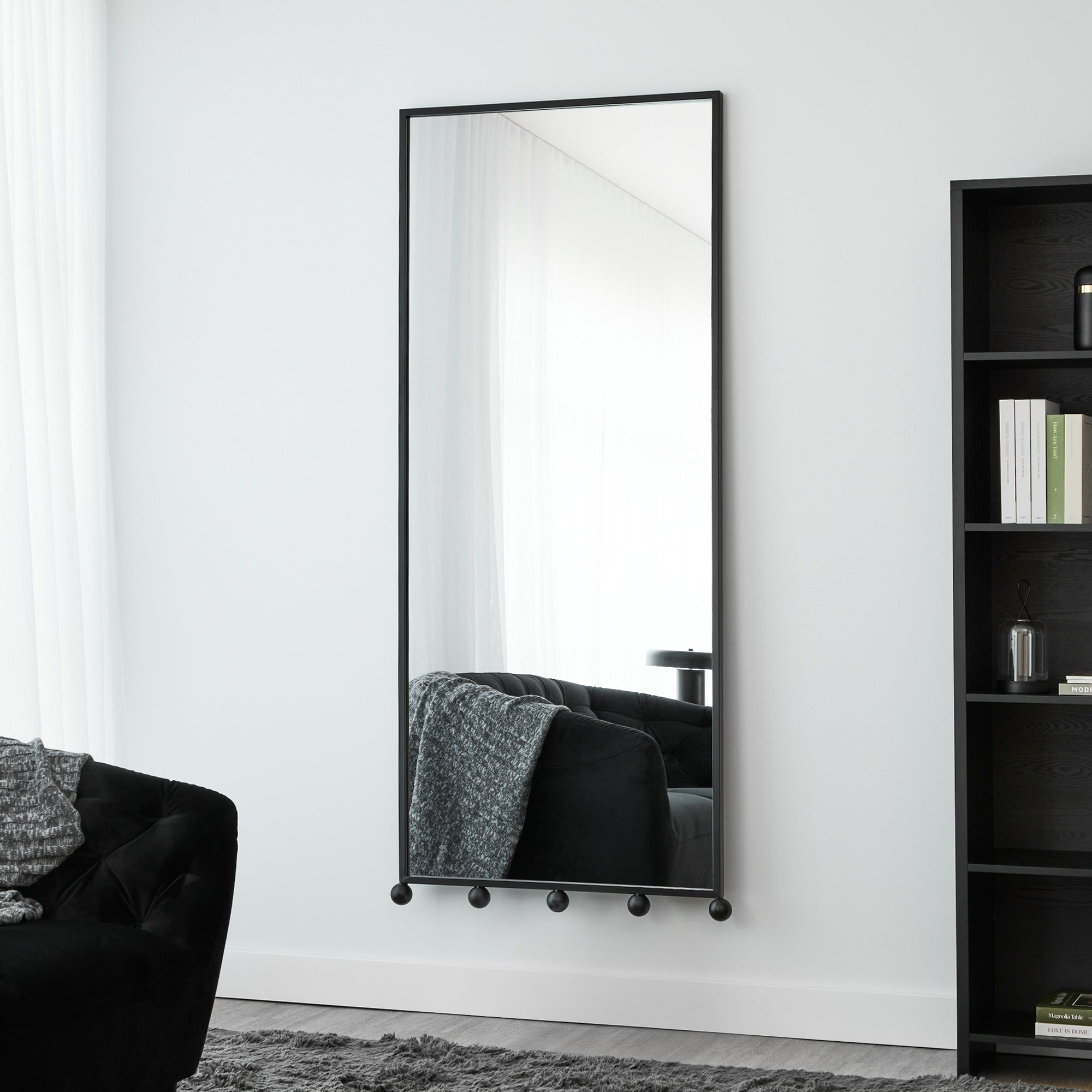 Orbit Sphere 180cm Floor Length Mirror Black