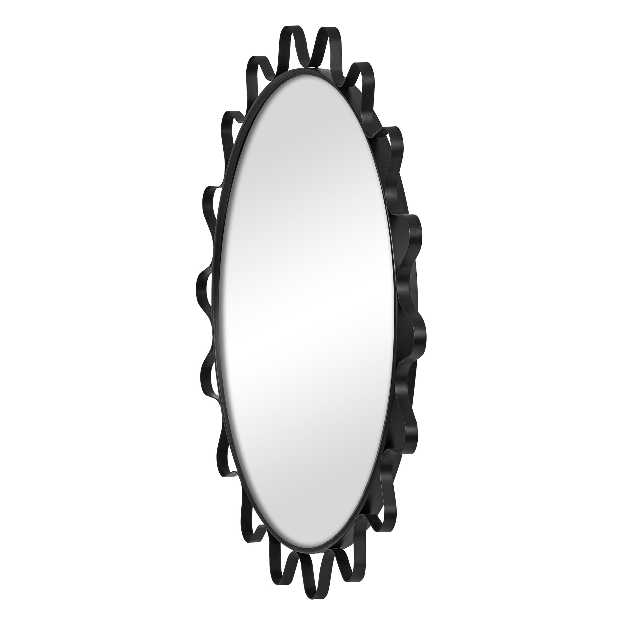 Aria Wavey 90cm Round Mirror Black