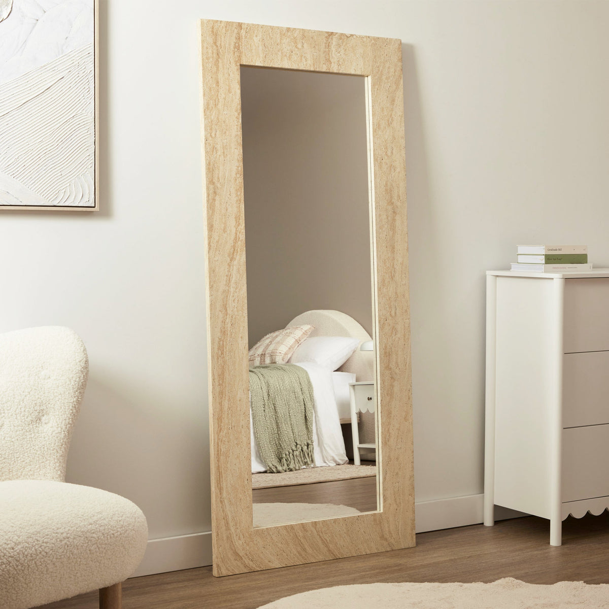 Sienna 180cm Rectangle Mirror Travertine Look