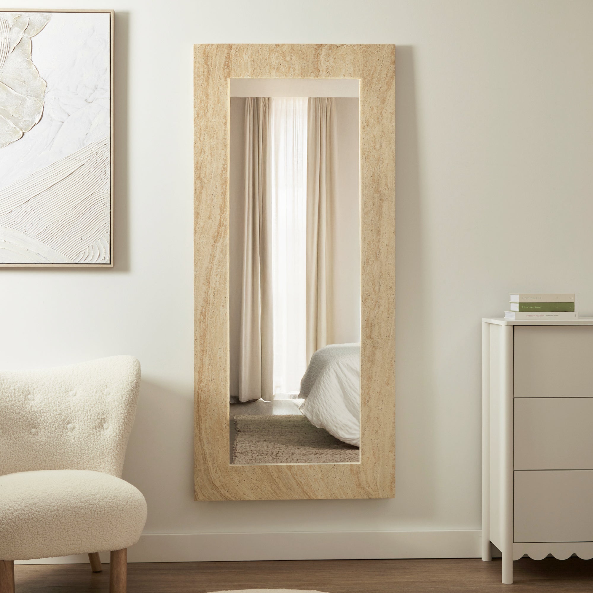 Sienna 180cm Rectangle Mirror Travertine Look