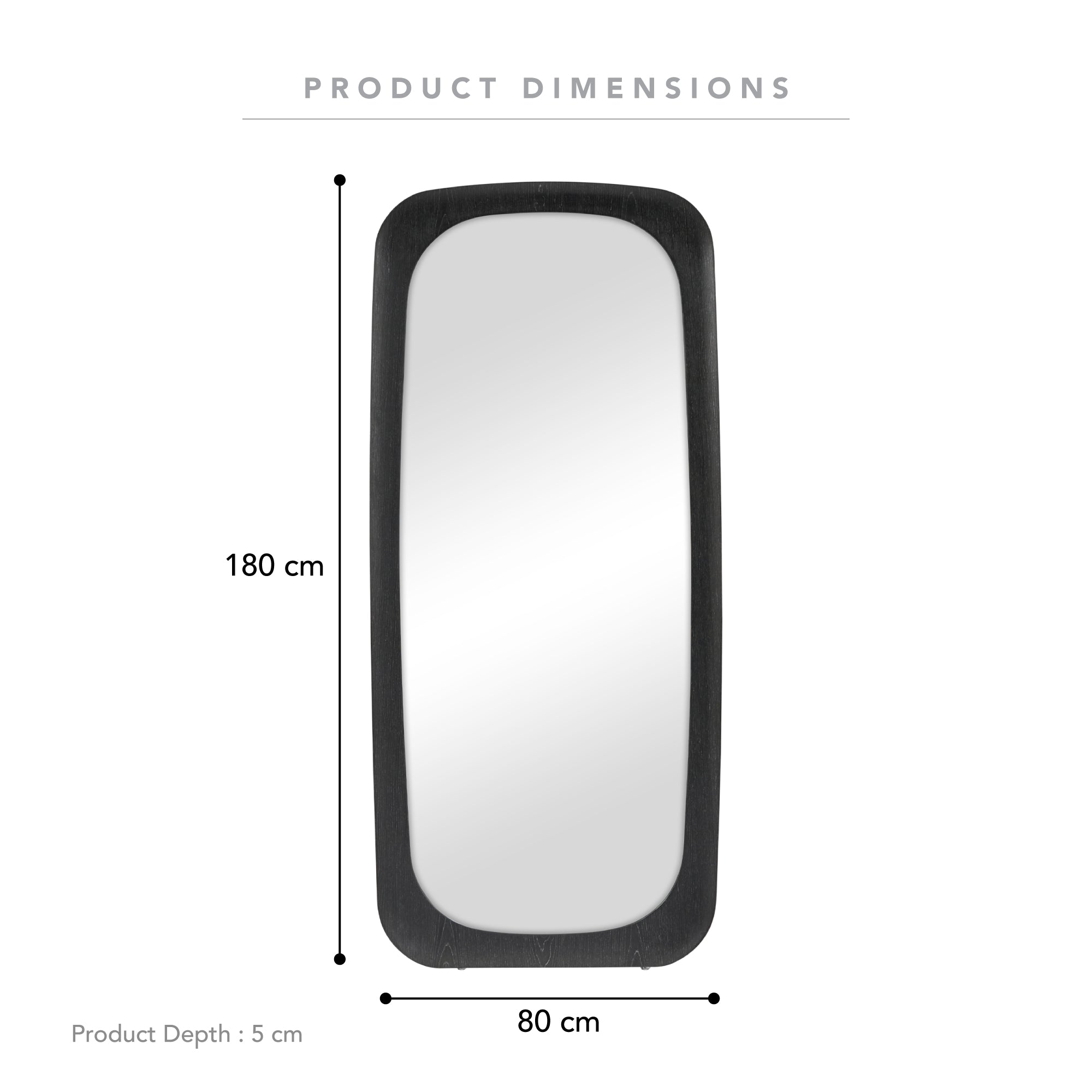 Rue 180cm Rectangle Mirror Black