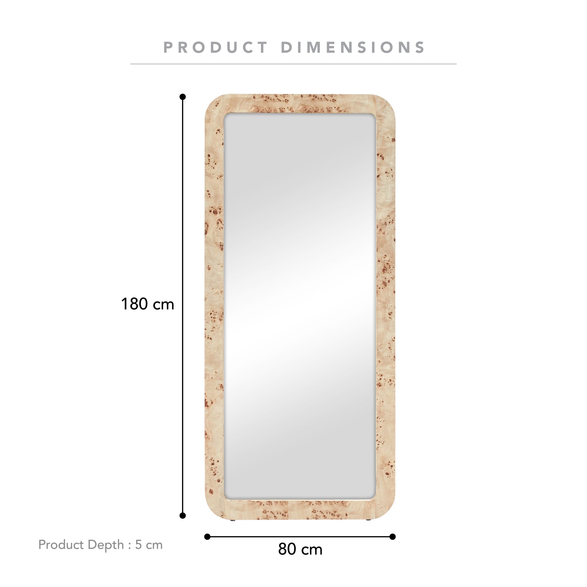Sebastian 180cm Rectangle Mirror Burl
