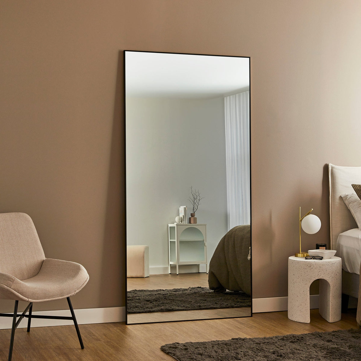 Elle XXL 200cm Rectangle Mirror Black