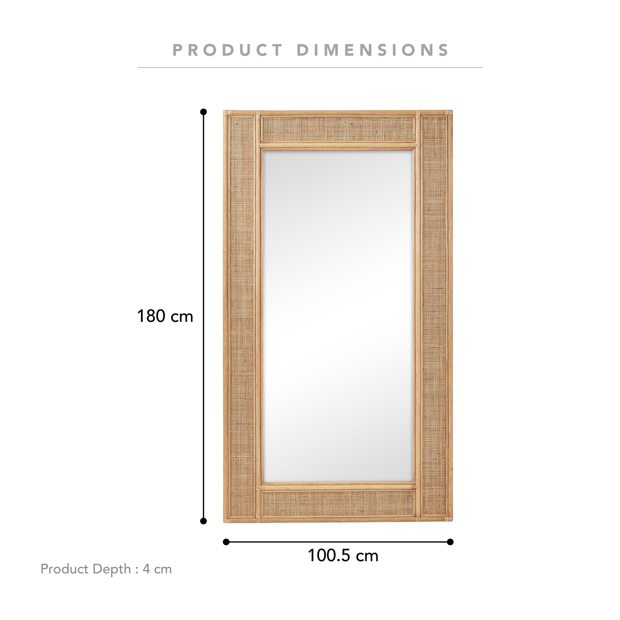 Cove Rattan 180cm Rectangle Mirror