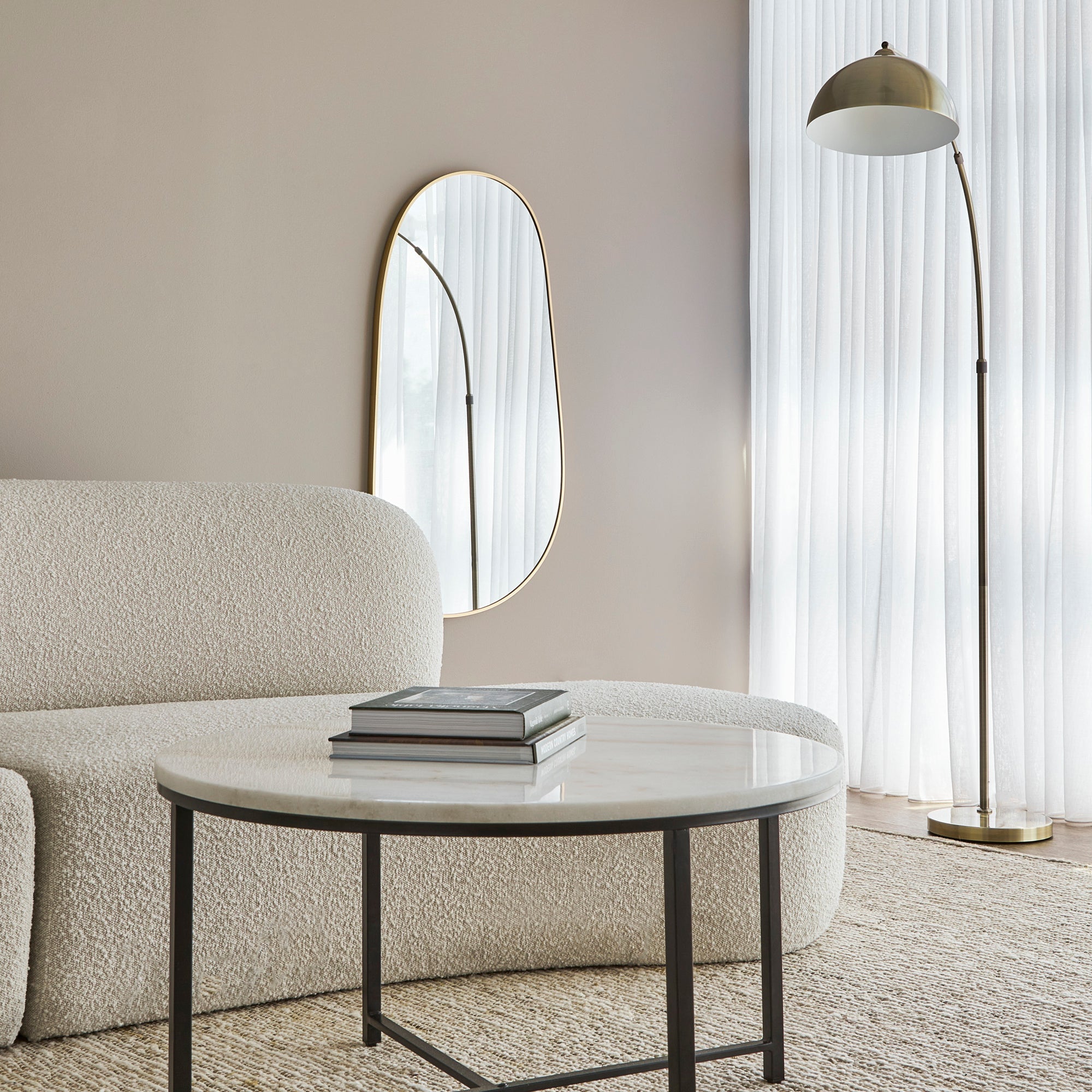 Sage 110cm Organic Mirror Gold