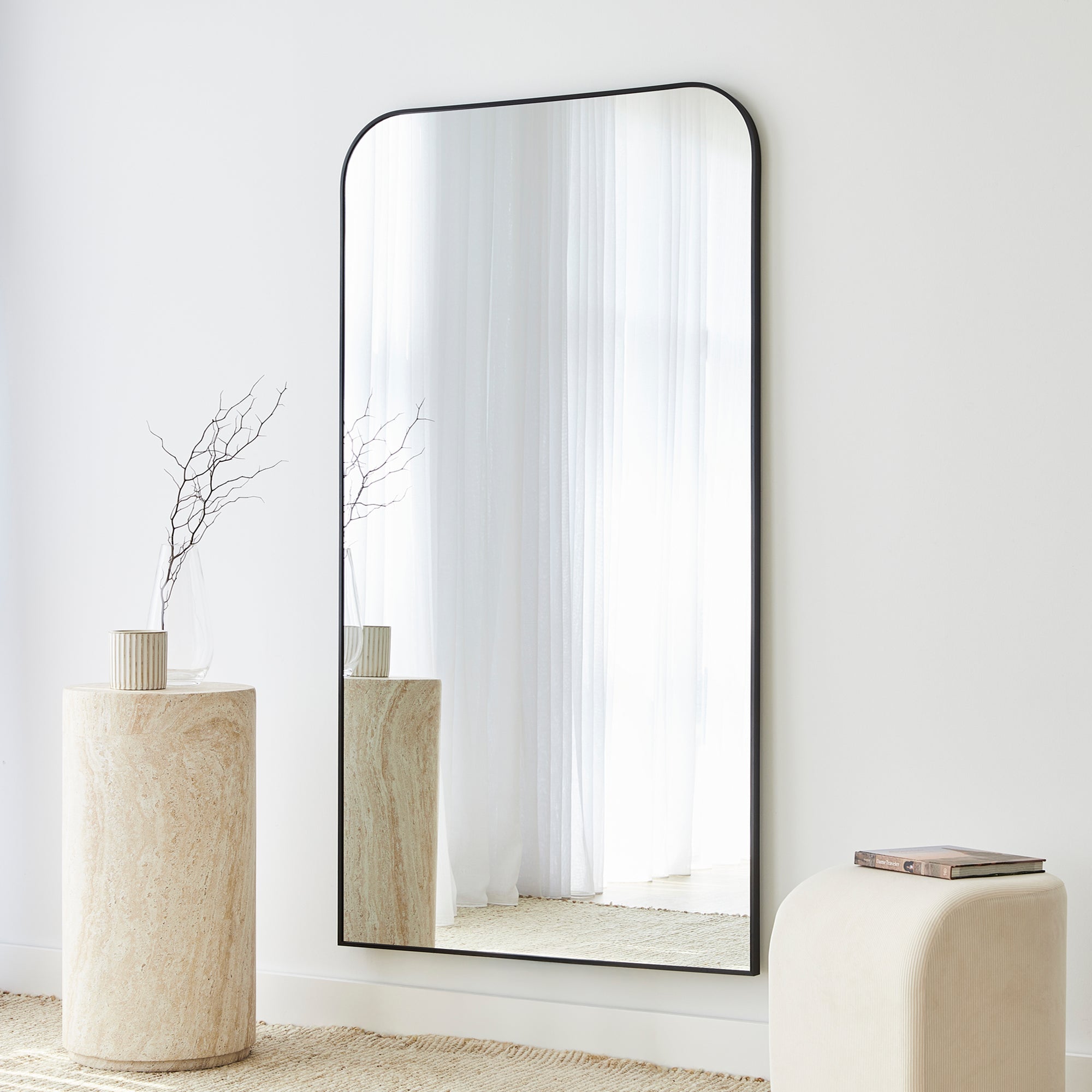 Ivy 165cm Rounded Mirror Black