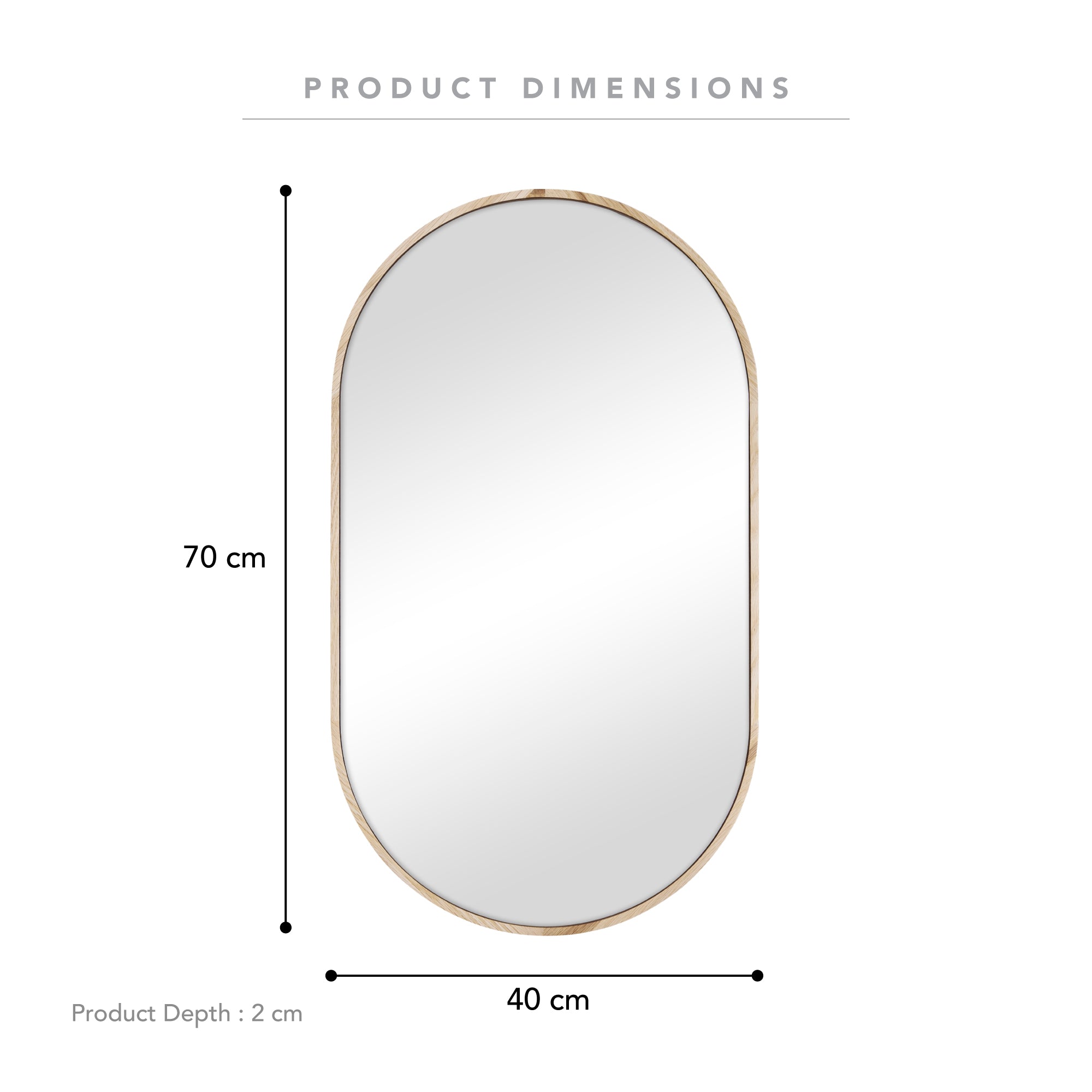 Oakleigh 70cm Oval Solid Oak Mirror Natural