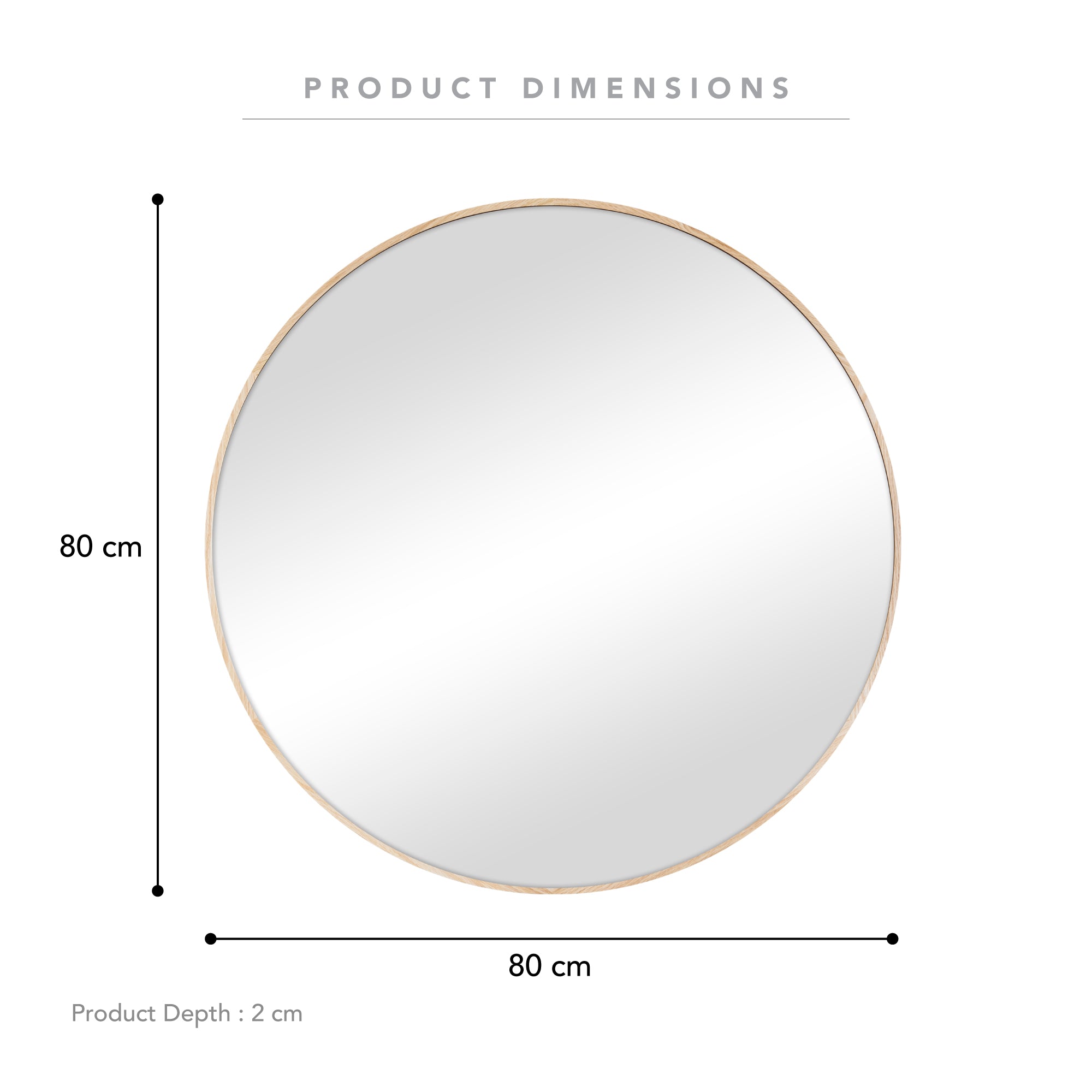 Oakleigh 80cm Round Solid Oak Mirror Natural