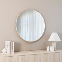 Oakleigh 80cm Round Solid Oak Mirror Natural
