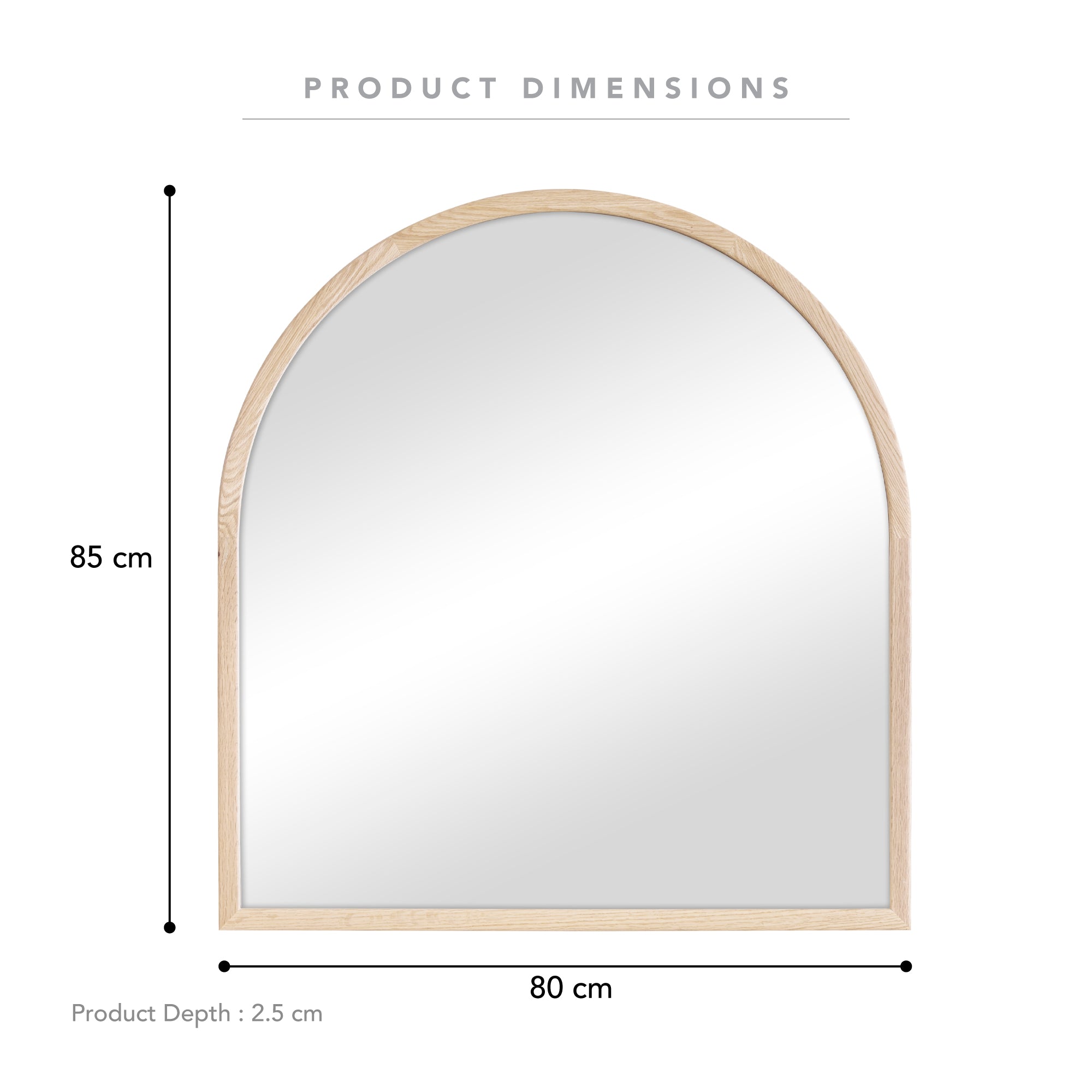 Oakleigh 85cm Arch Solid Oak Mirror Natural
