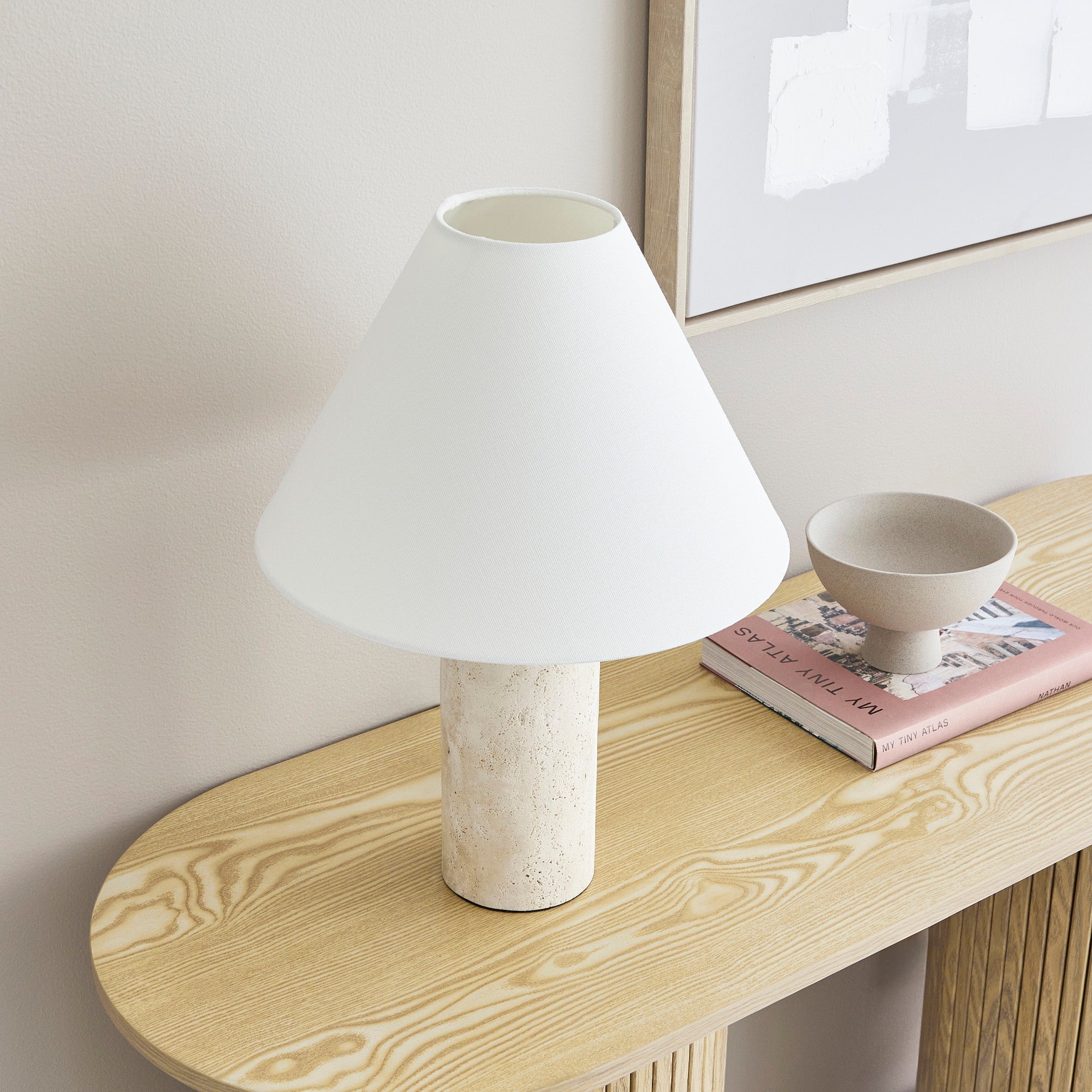 Astrid Travertine Table Lamp Natural (Set of 2)