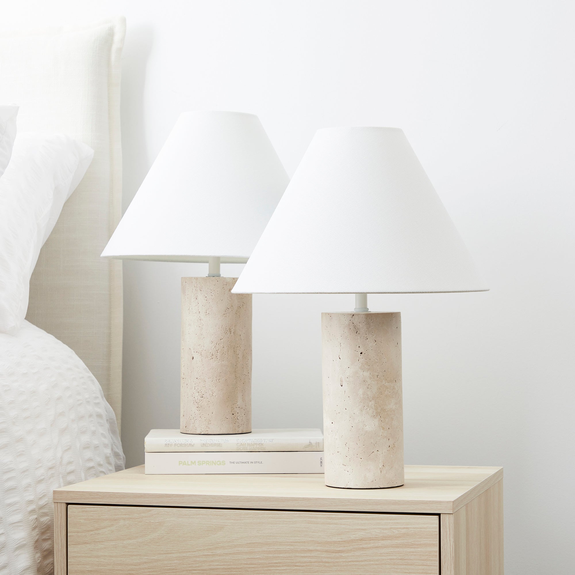 Astrid Travertine Table Lamp Natural (Set of 2)