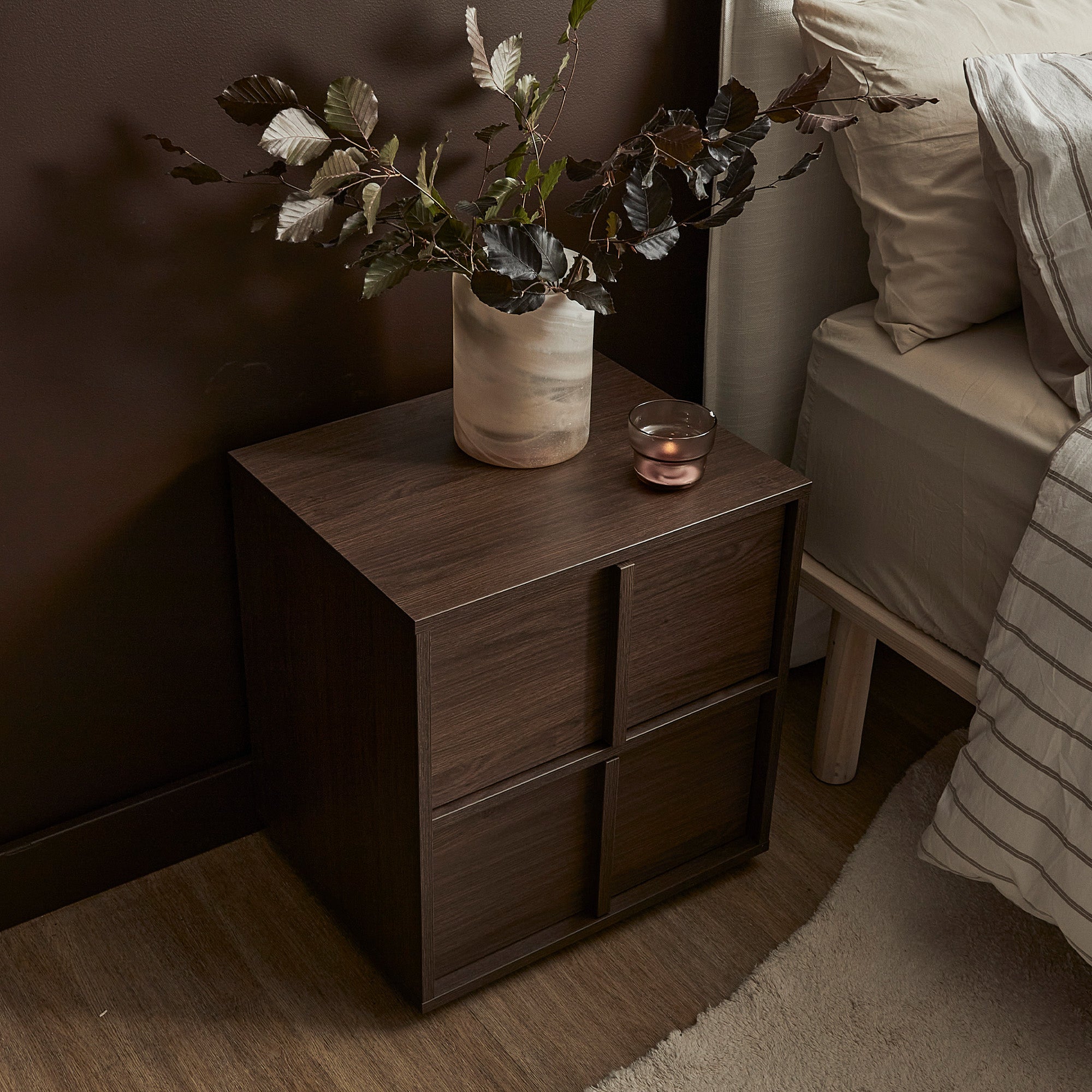 Auggie Bedside Table Walnut (Set of 2)