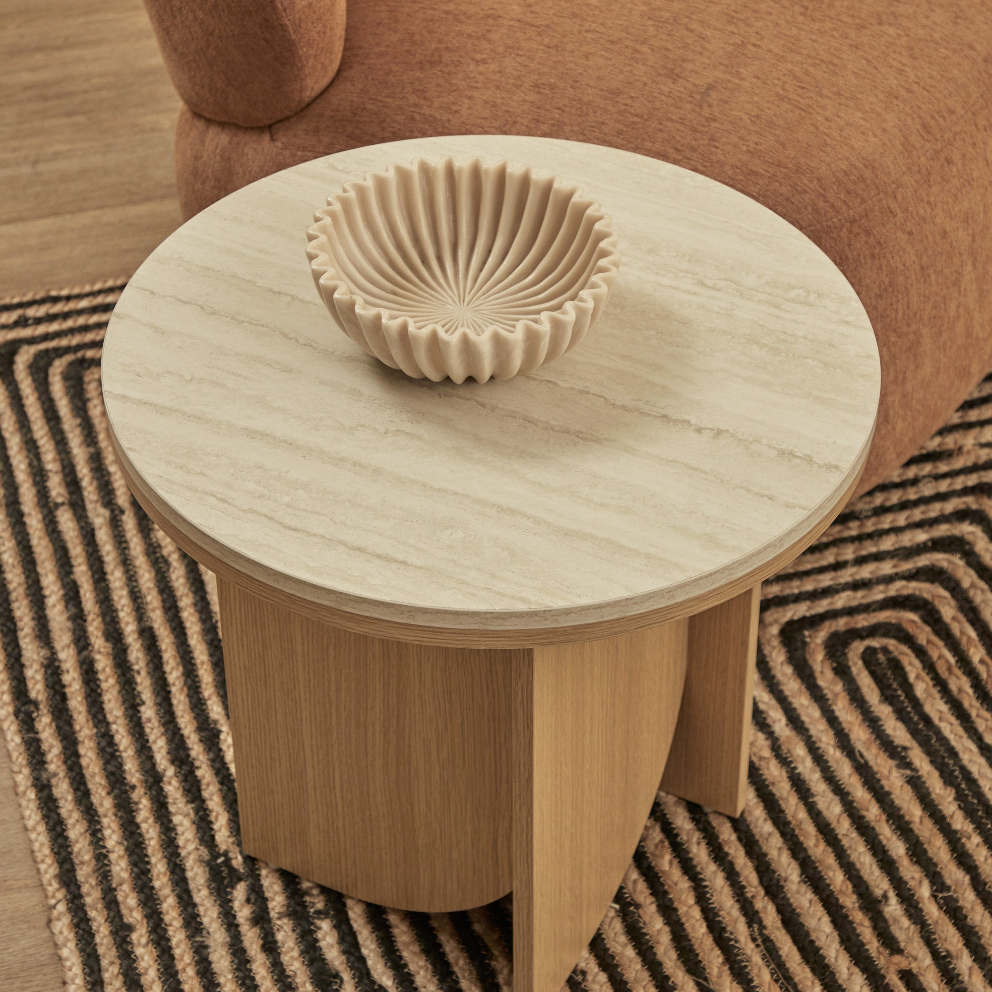 Mason Side Table Oak Travertine Look