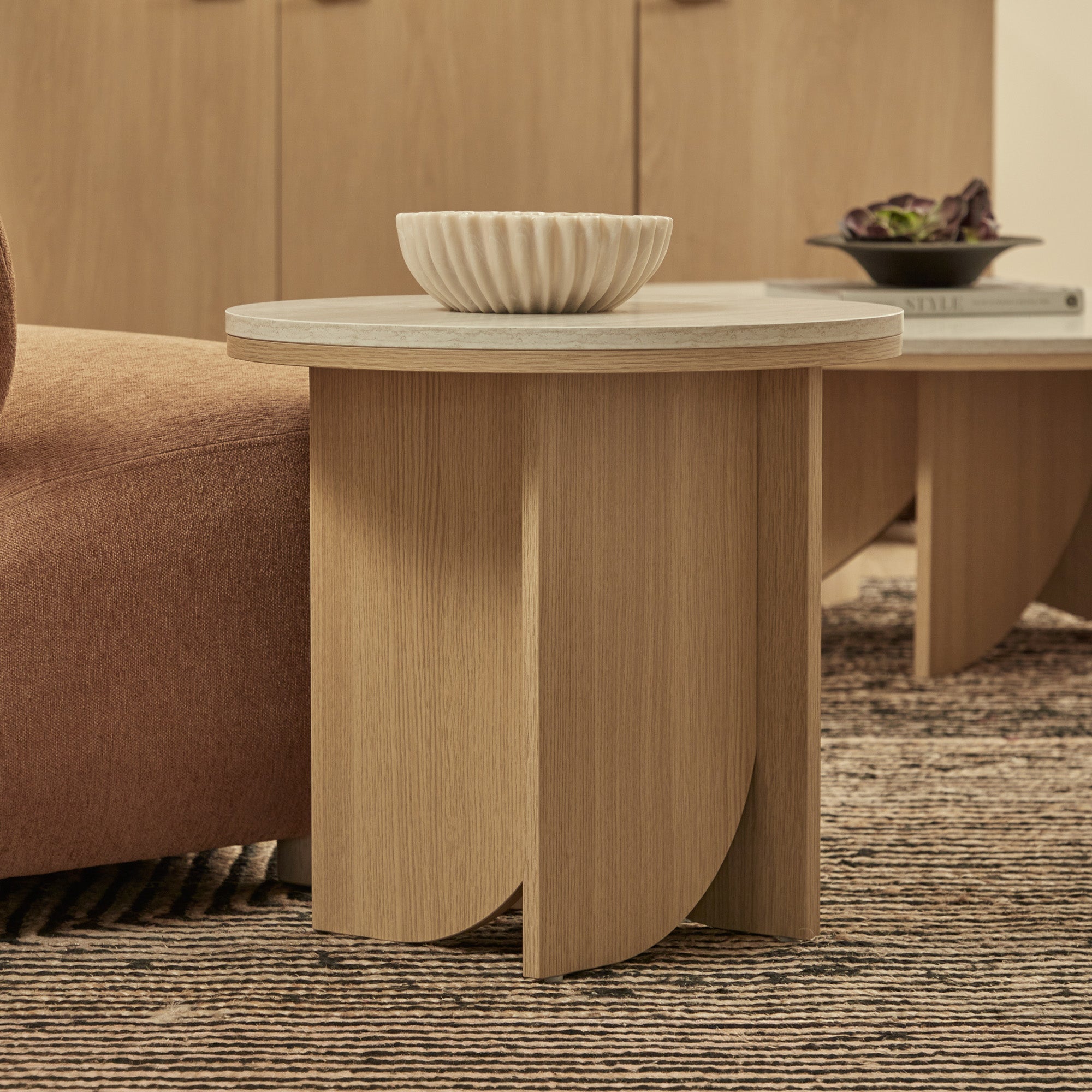 Mason Side Table Oak Travertine Look