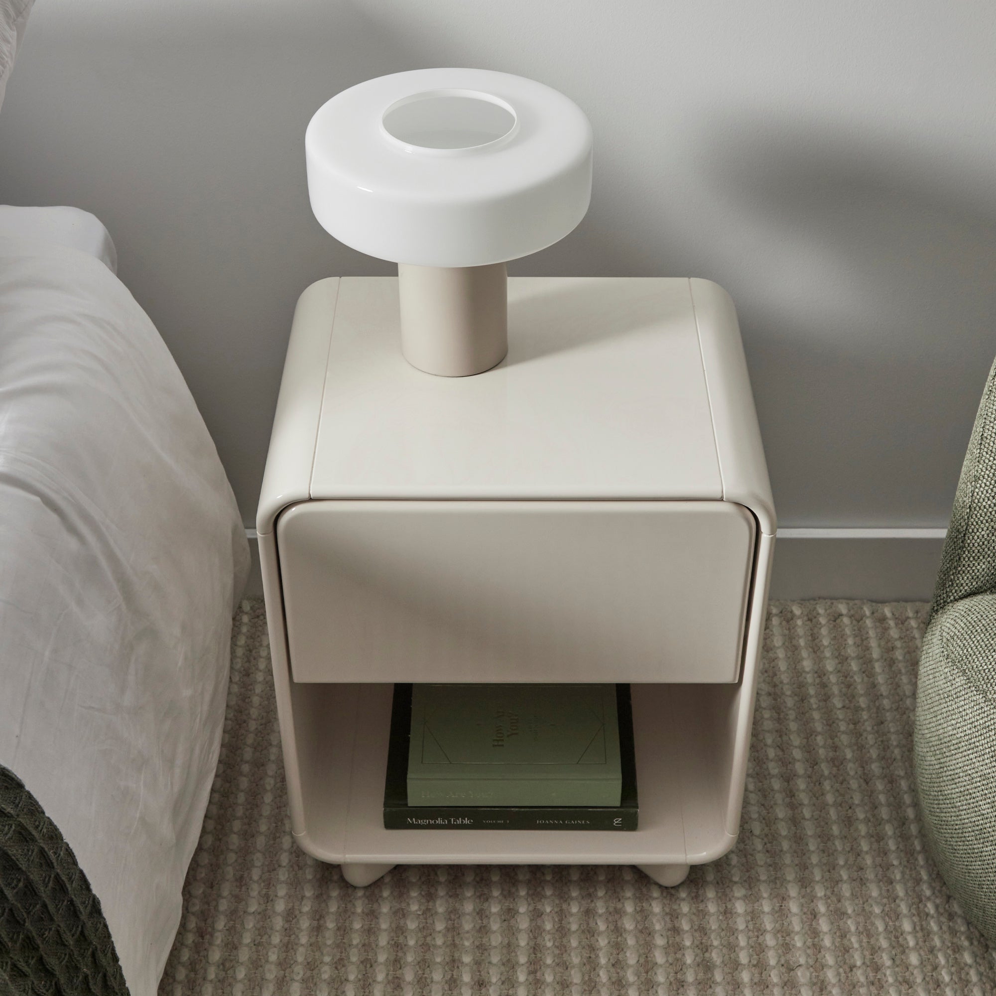 Charlie Gloss Bedside Table Cream