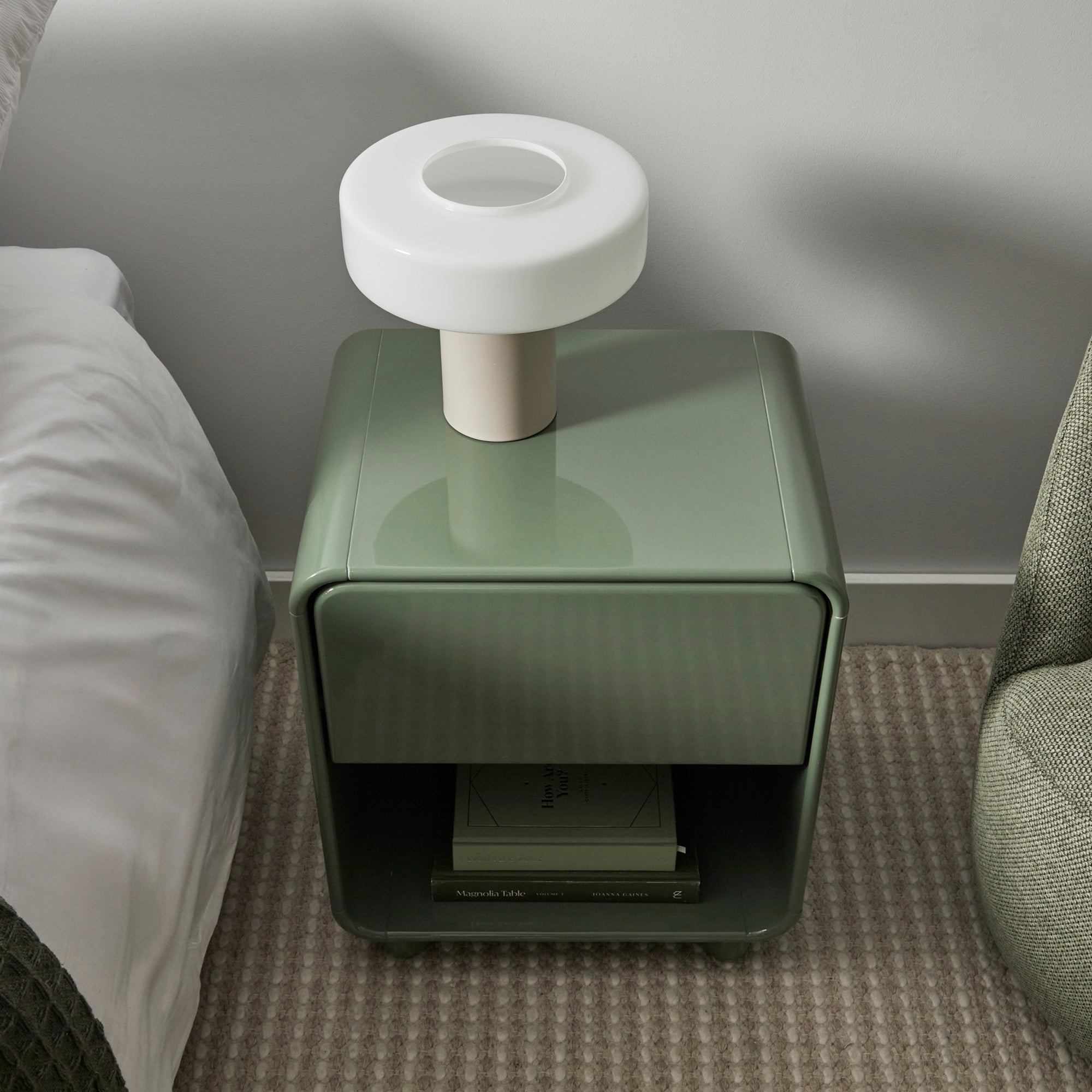 Charlie Gloss Bedside Table Green (Set of 2)