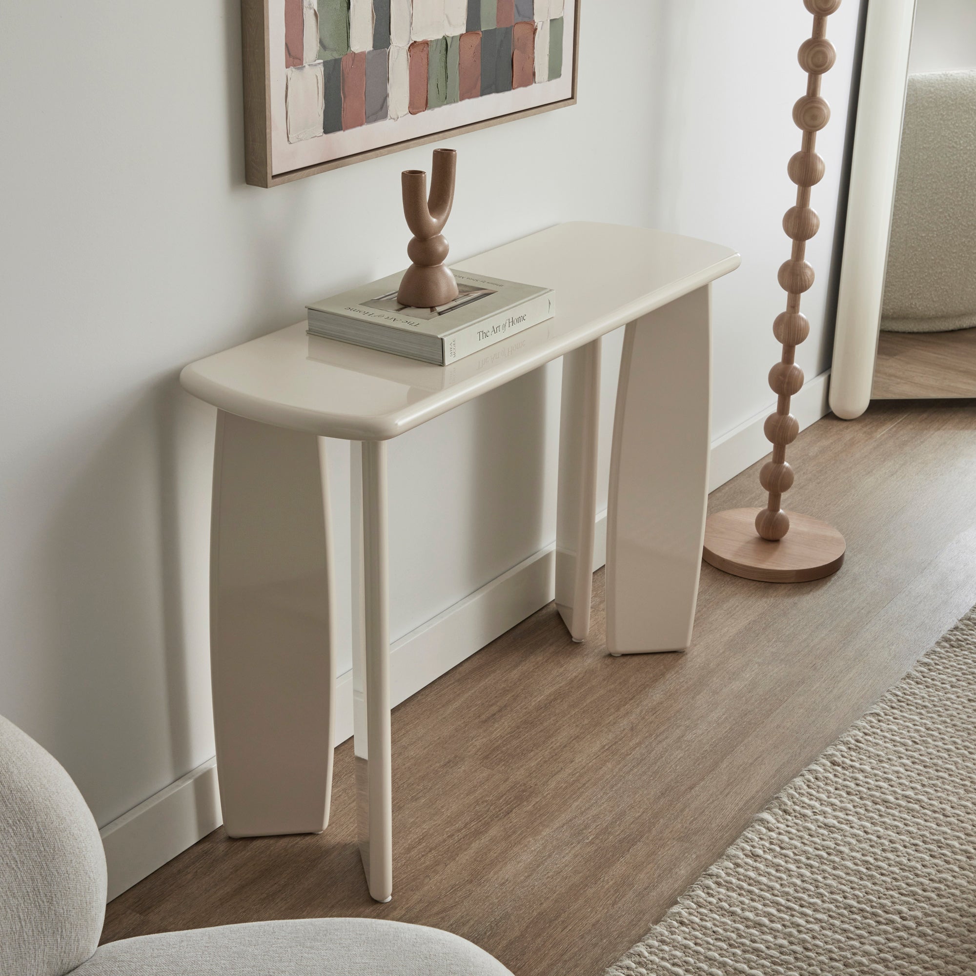 Charlie Gloss Console Table Cream (110cm)