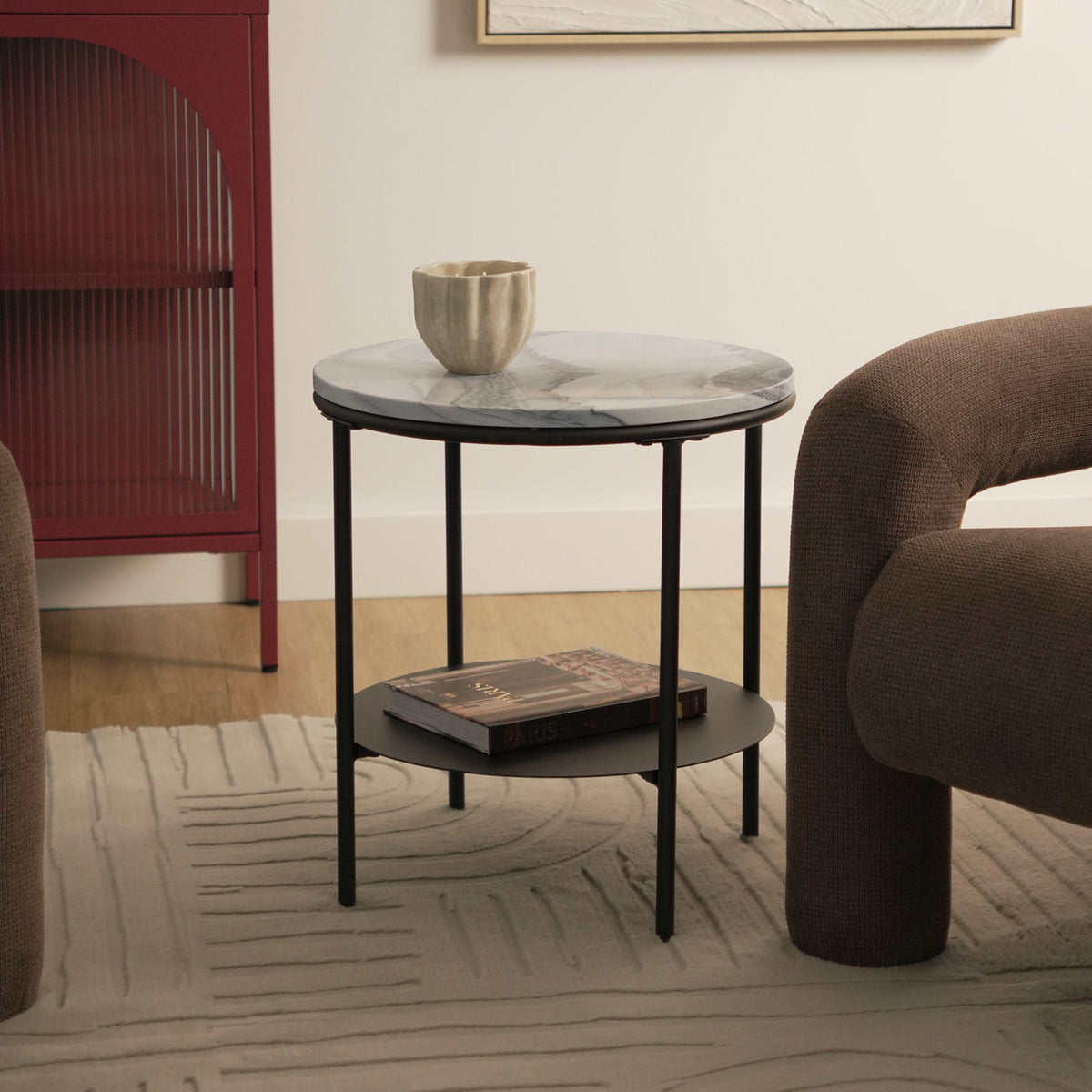 Fernando Marble and Metal Side Table Black