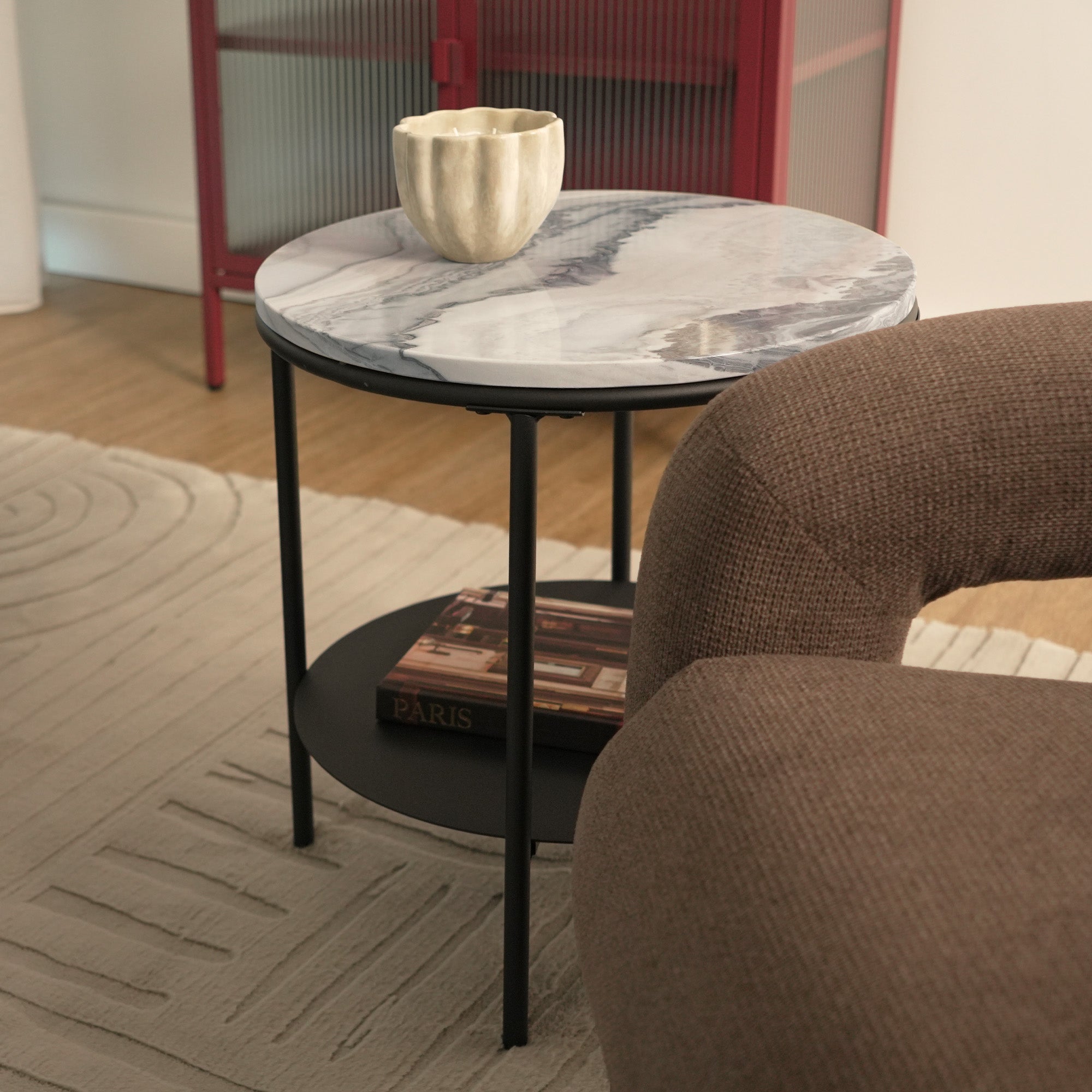 Fernando Marble and Metal Side Table Black