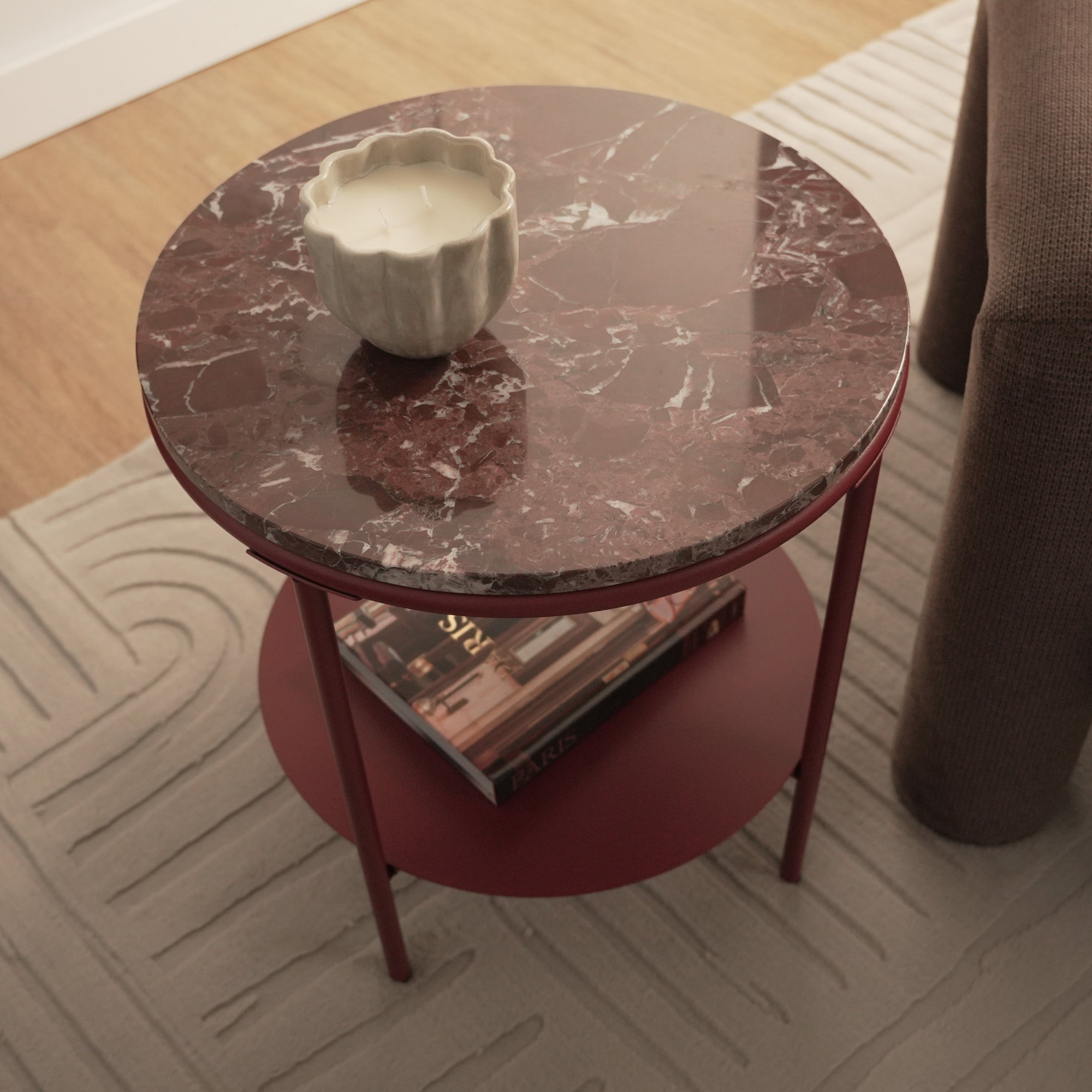 Fernando Marble and Metal Side Table Red