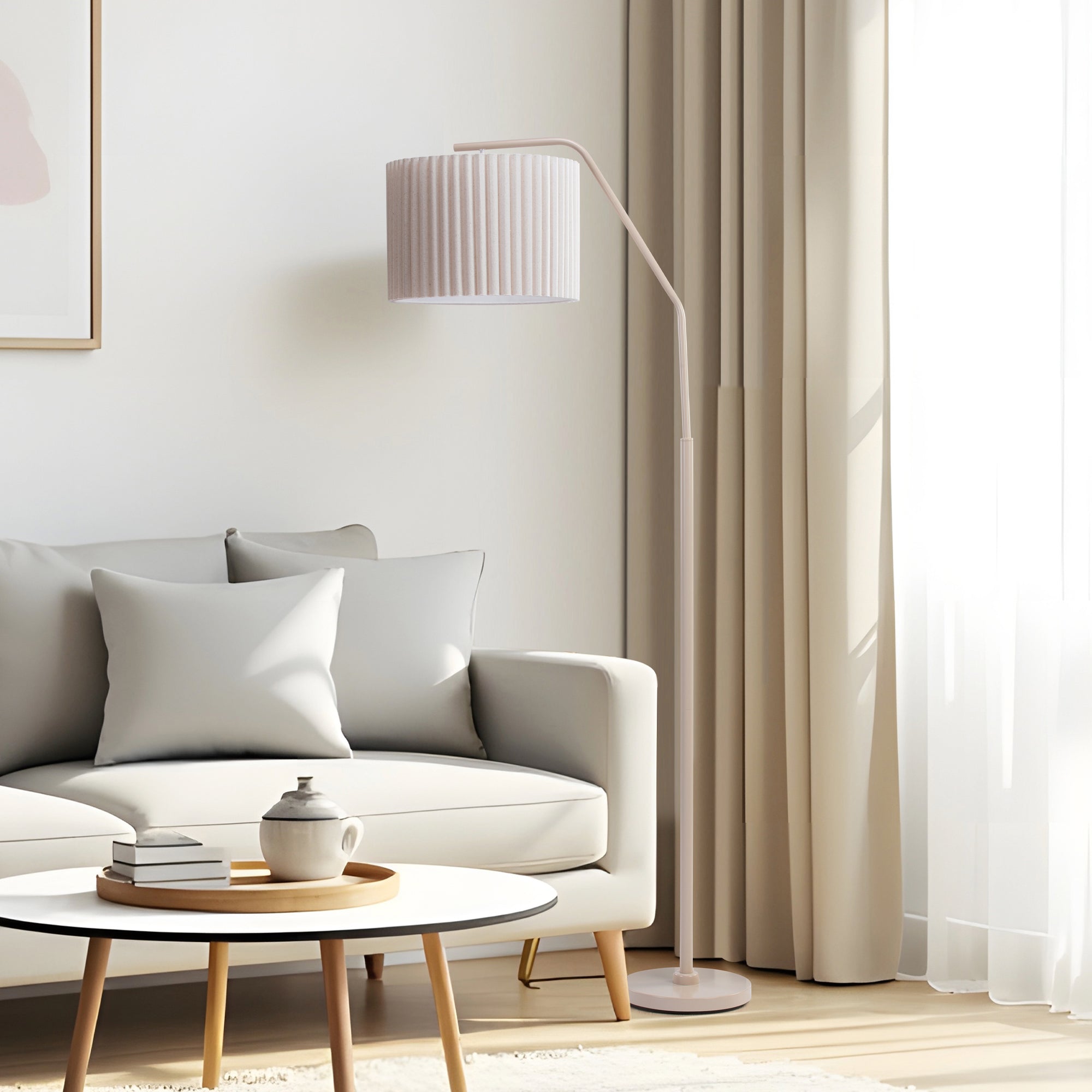 Astrid Hanging Ribbed Floor Lamp Oat