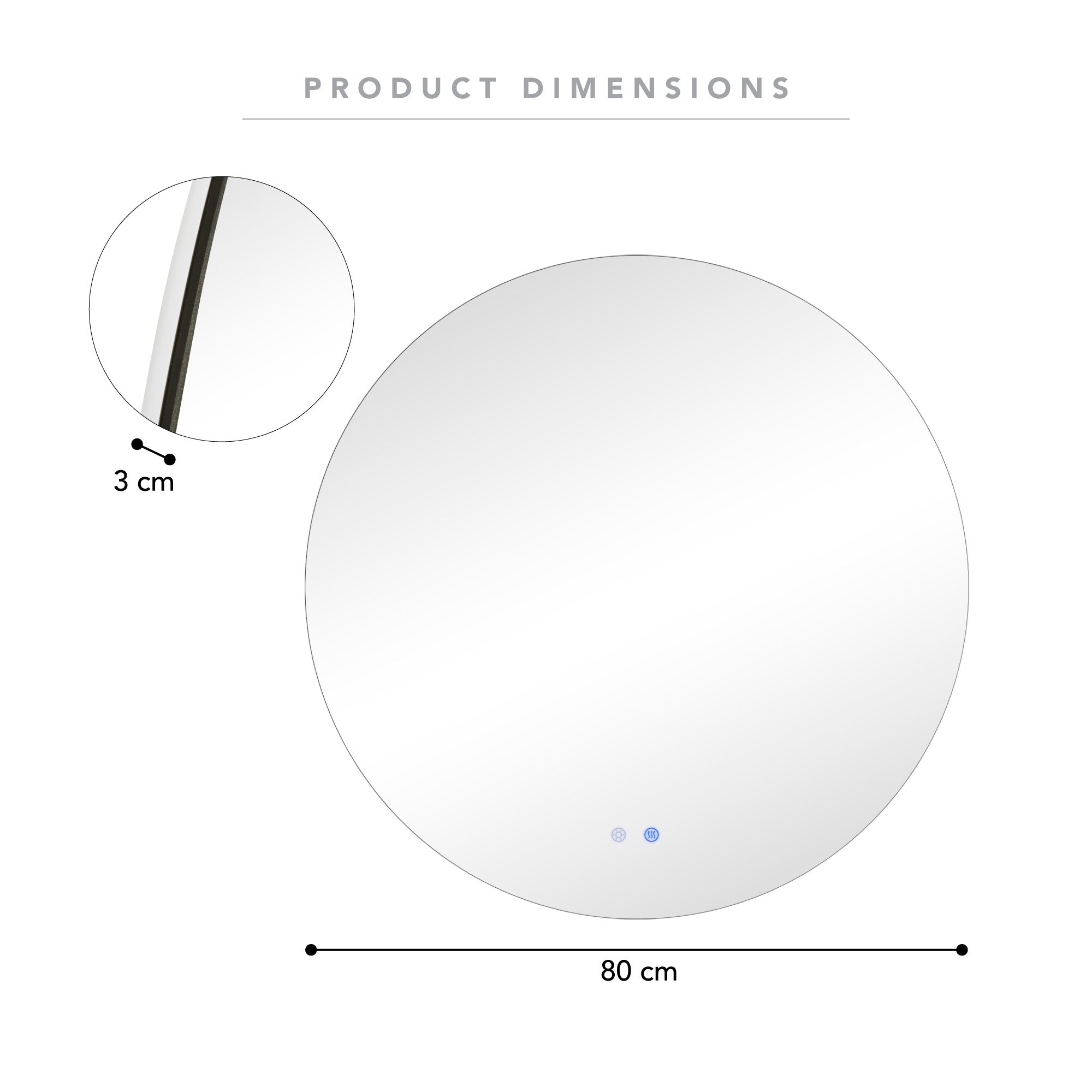 Aurora 80cm Round Backlit Mirror