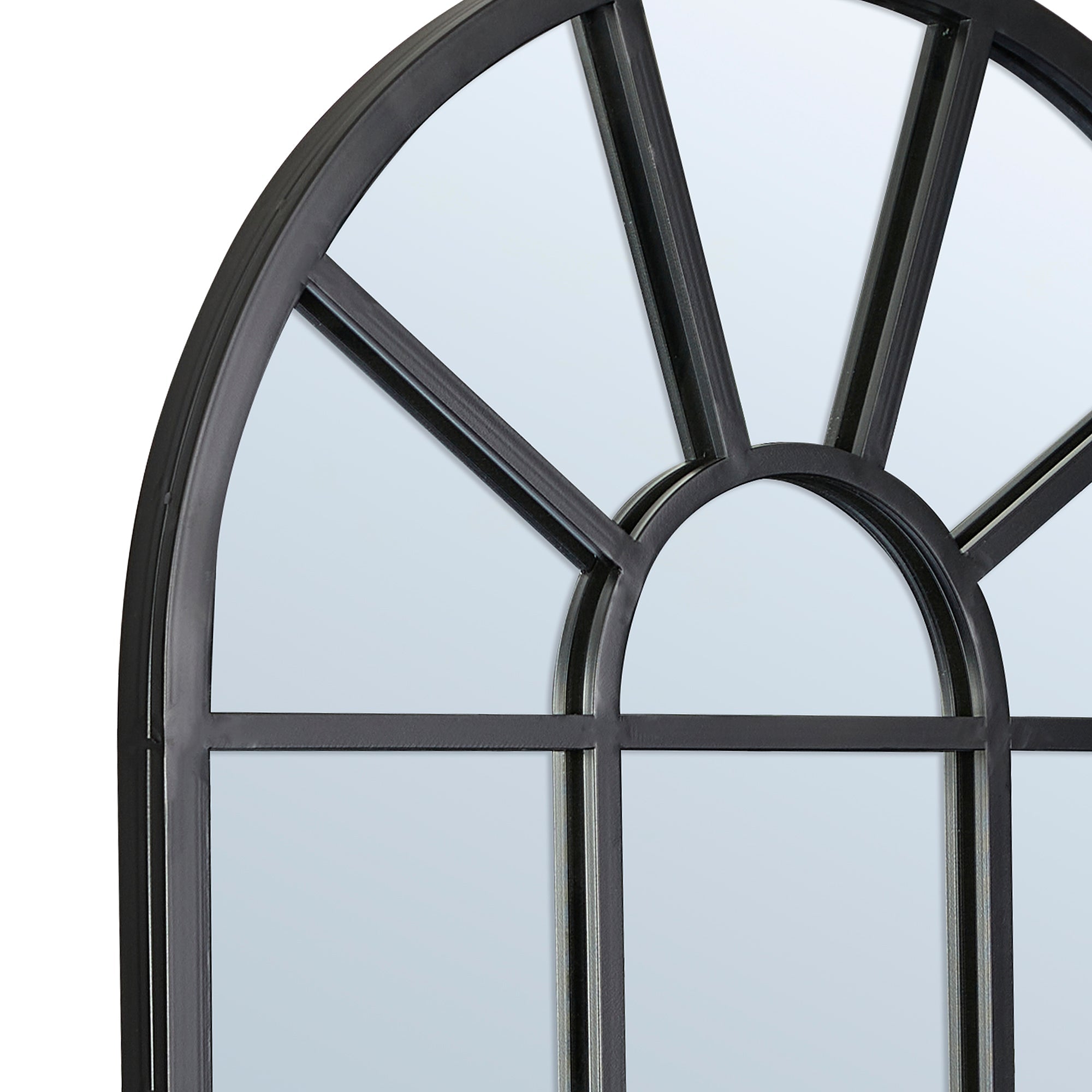 Abbey 105cm Arch Iron Indoor Outdoor Mirror Black