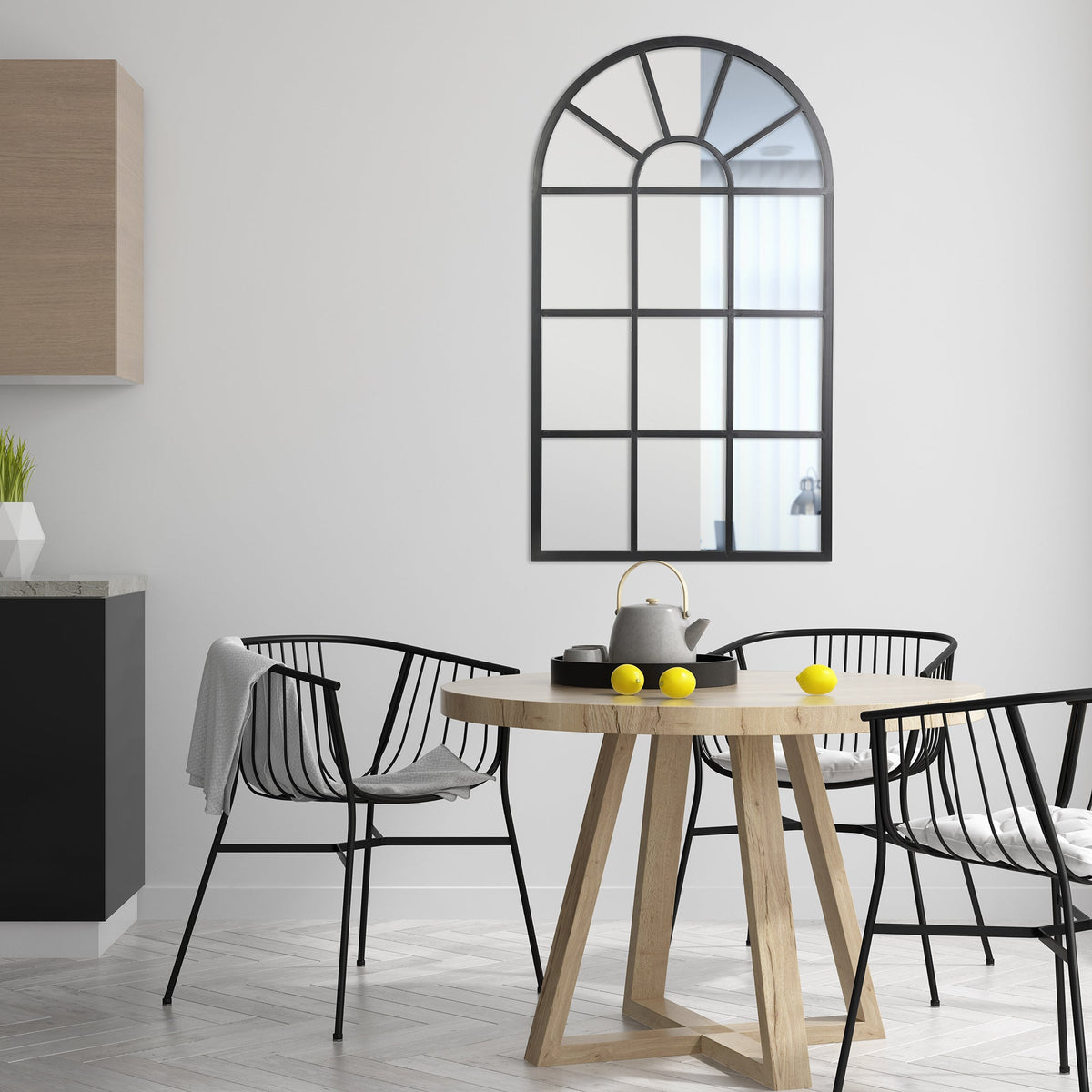 Abbey 105cm Arch Iron Indoor Outdoor Mirror Black
