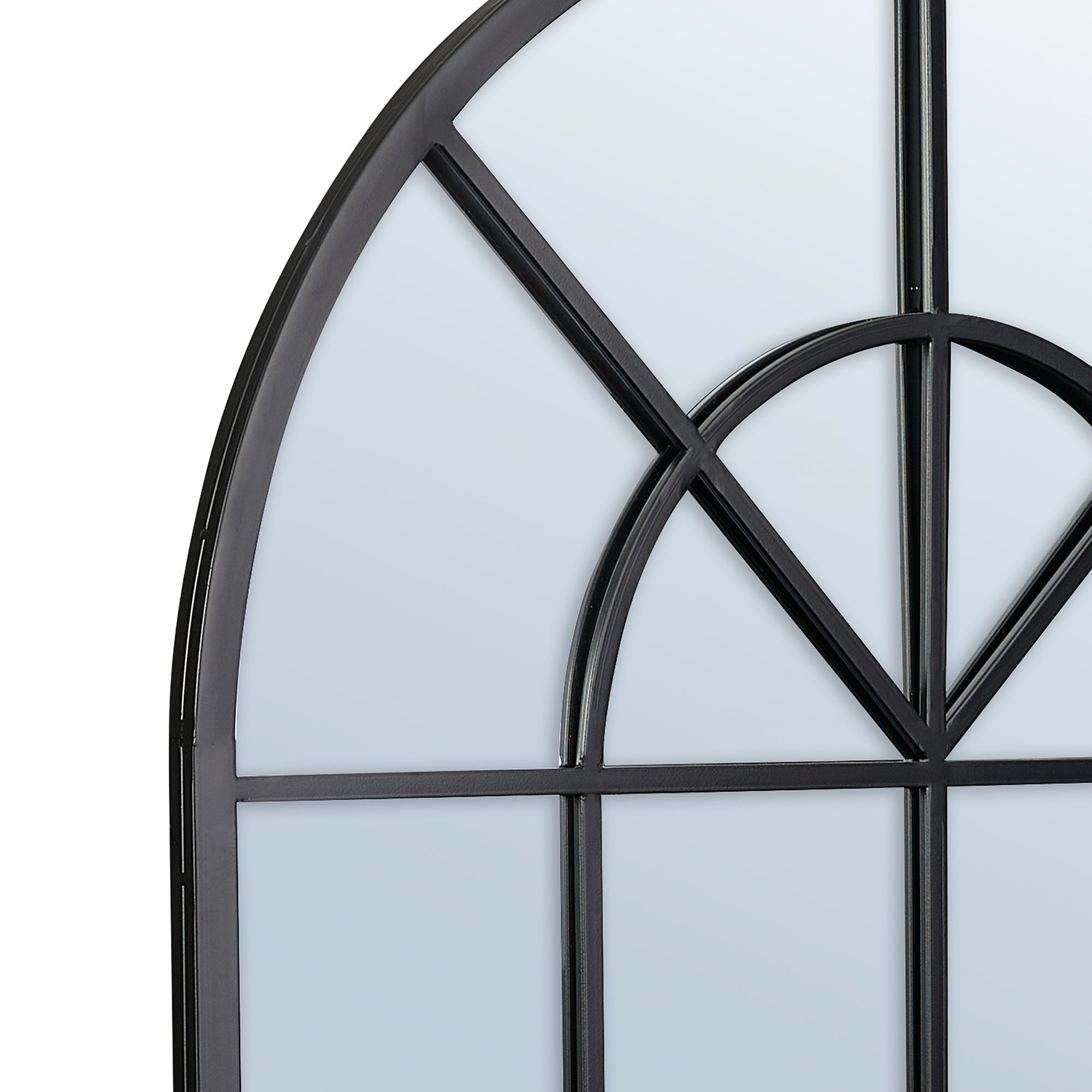 Grace 135cm Large Arch Iron Indoor Outdoor Mirror Black