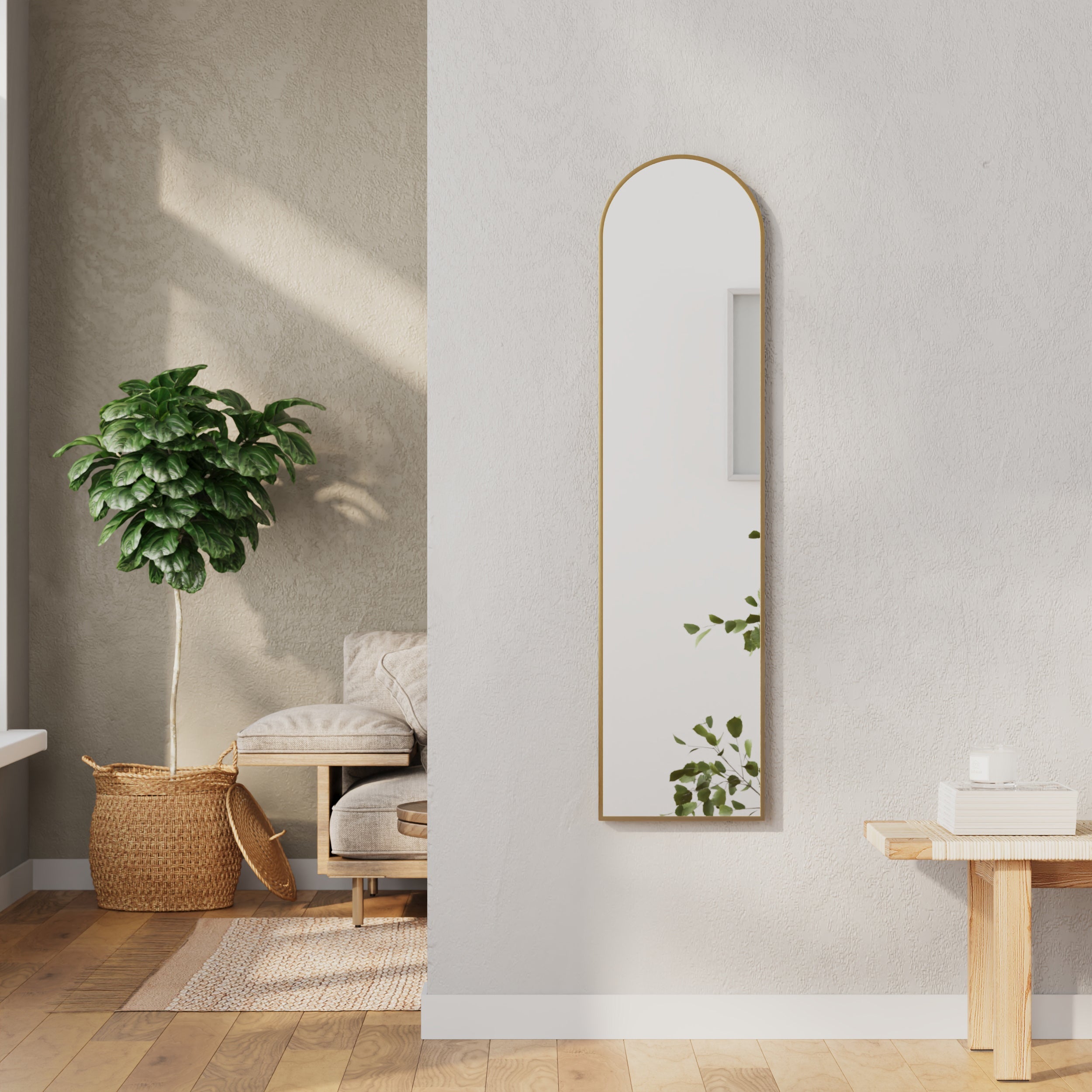 Cindy 120cm Arched Leaning Wall Mirror Black