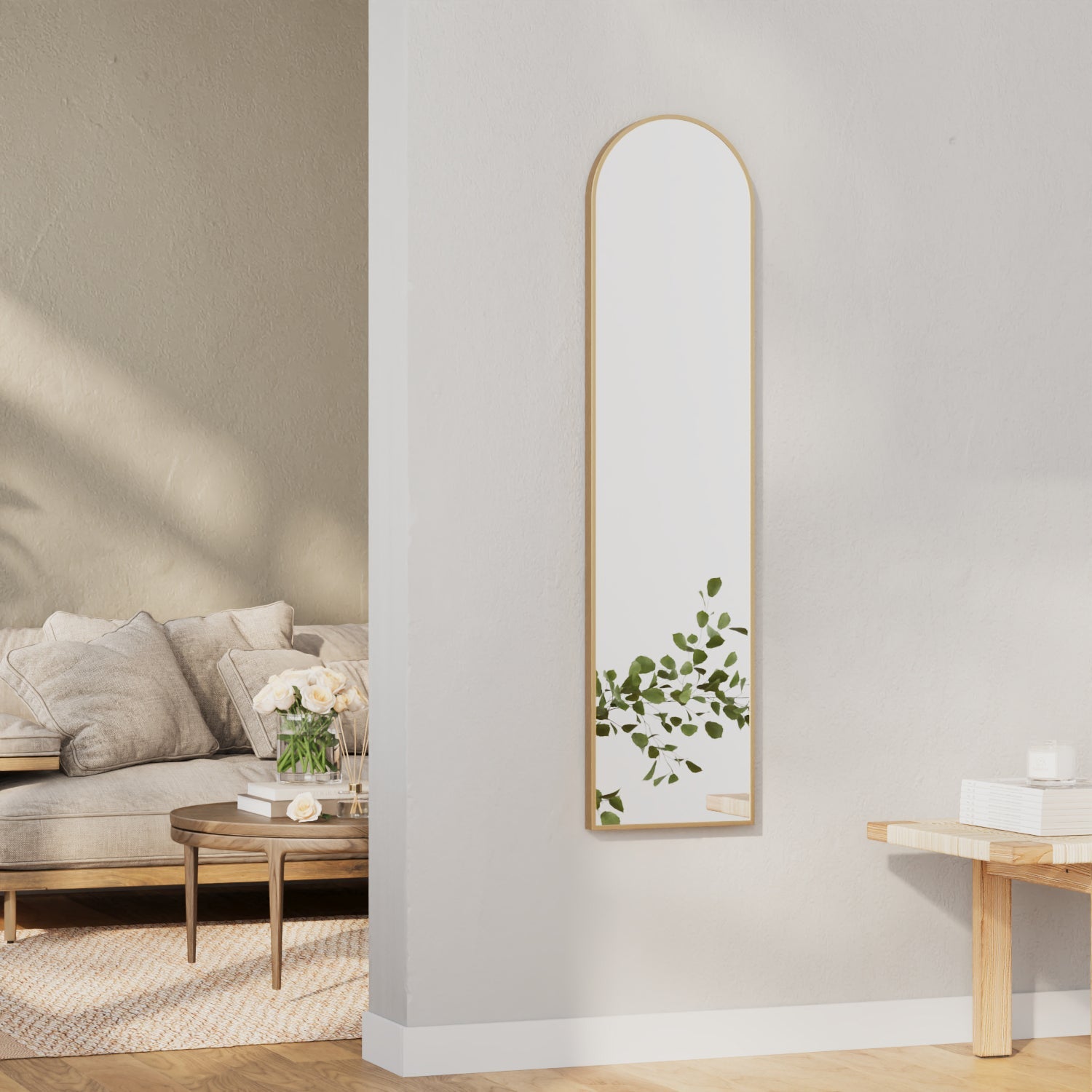 Cindy 120cm Arched Leaning Wall Mirror Black