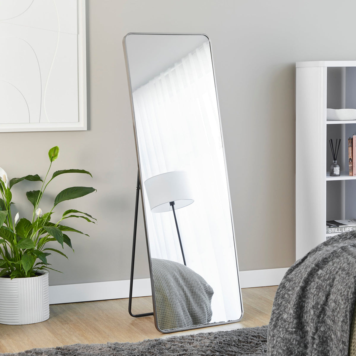 Elle 165cm Rectangle Standing Full Length Mirror Gunmetal Grey